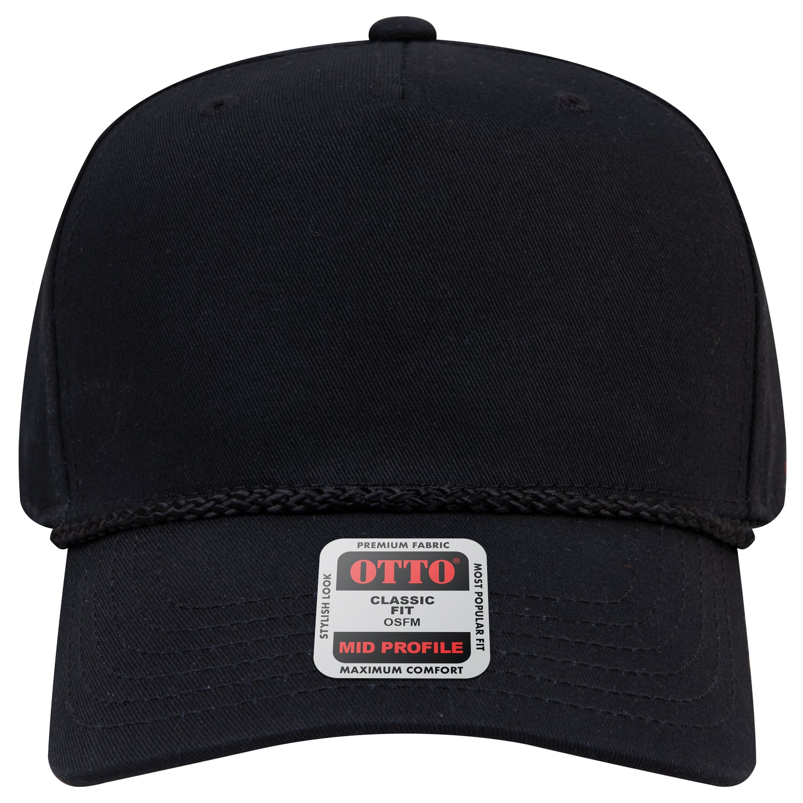 Right View of 003 - Black OTTO CAP 5 Panel Mid Profile Baseball Cap