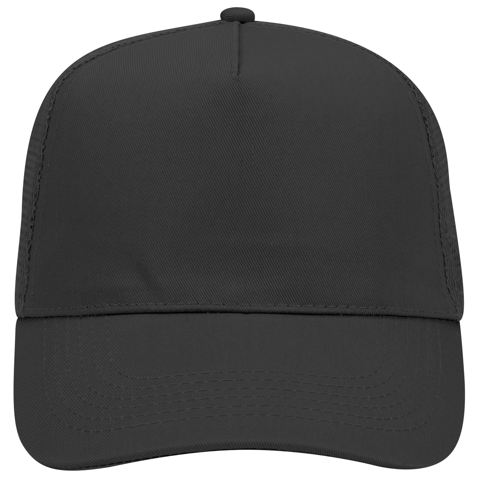 Right View of 003 - Black OTTO CAP 5 Panel Mid Profile Mesh Back Trucker Hat