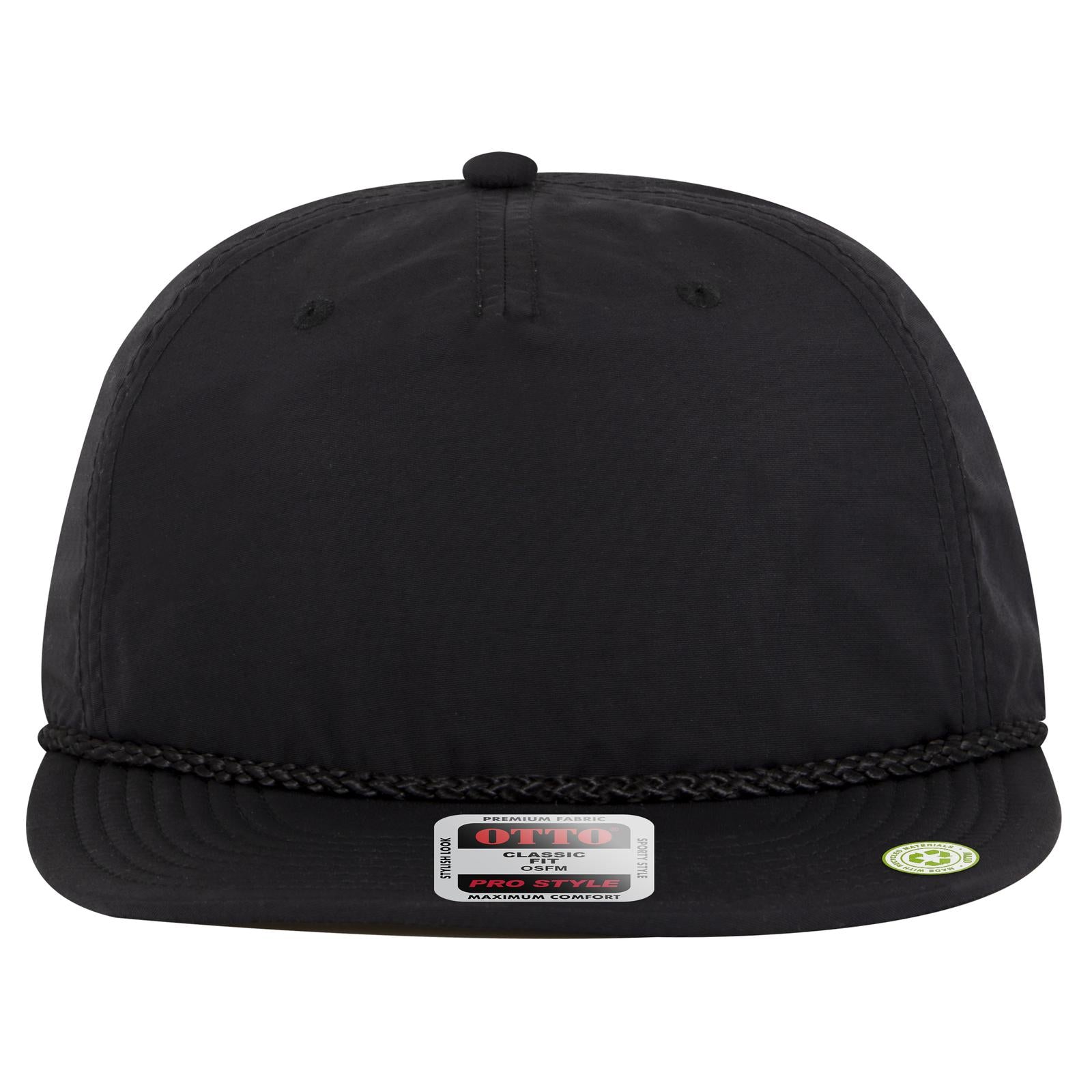 Right View of 003 - Black OTTO CAP 5 Panel Pro Style Baseball Cap