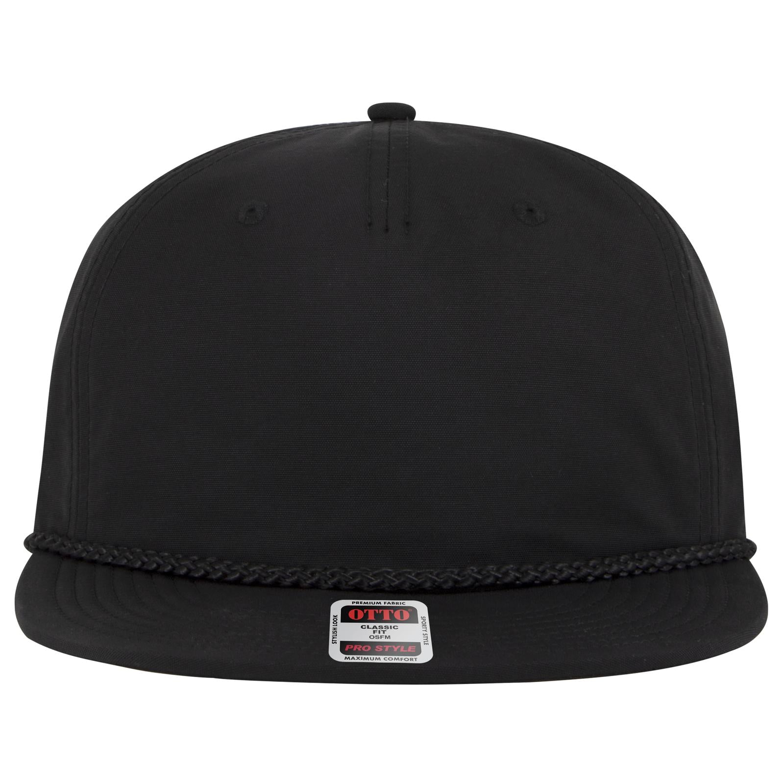 Right View of 003 - Black OTTO CAP 5 Panel Pro Style Baseball Cap