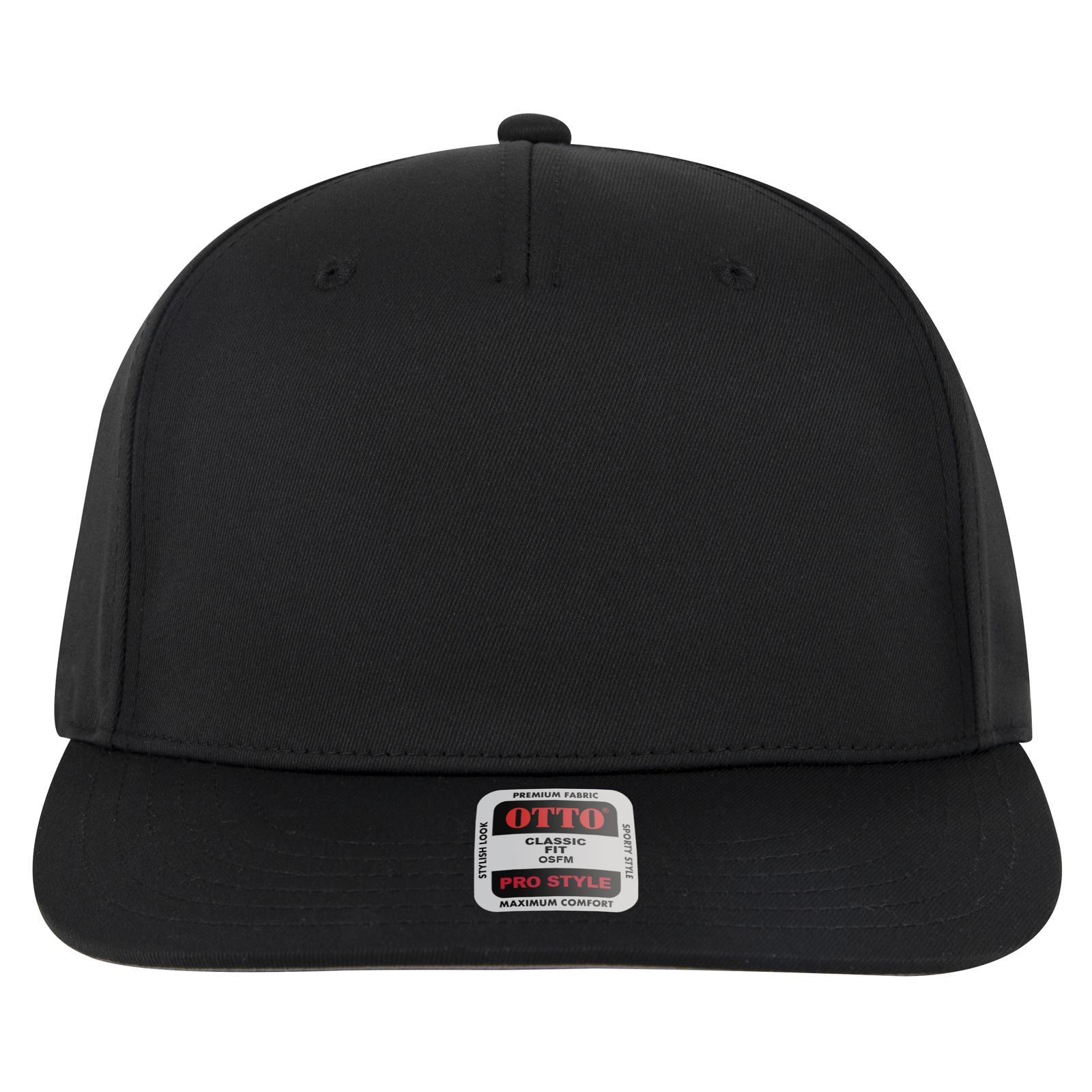 Right View of 003 - Black OTTO CAP 5 Panel Pro Style Baseball Cap