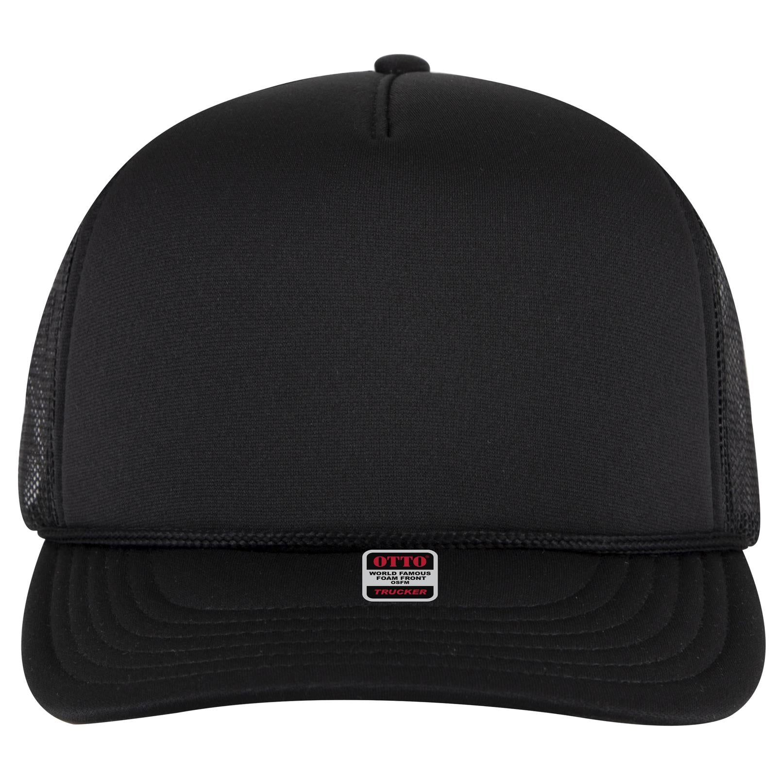 Right View of 003 - Black OTTO CAP 5 Panel Pro Style Mesh Back Trucker Hat