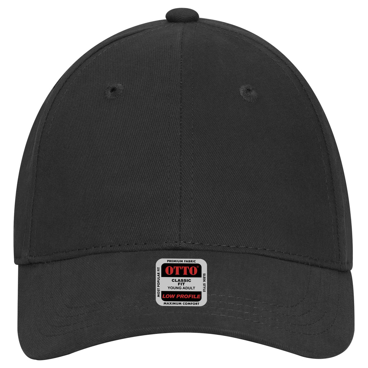Front View of 003 - Black OTTO CAP 6 Panel Low Profile Baseball Cap