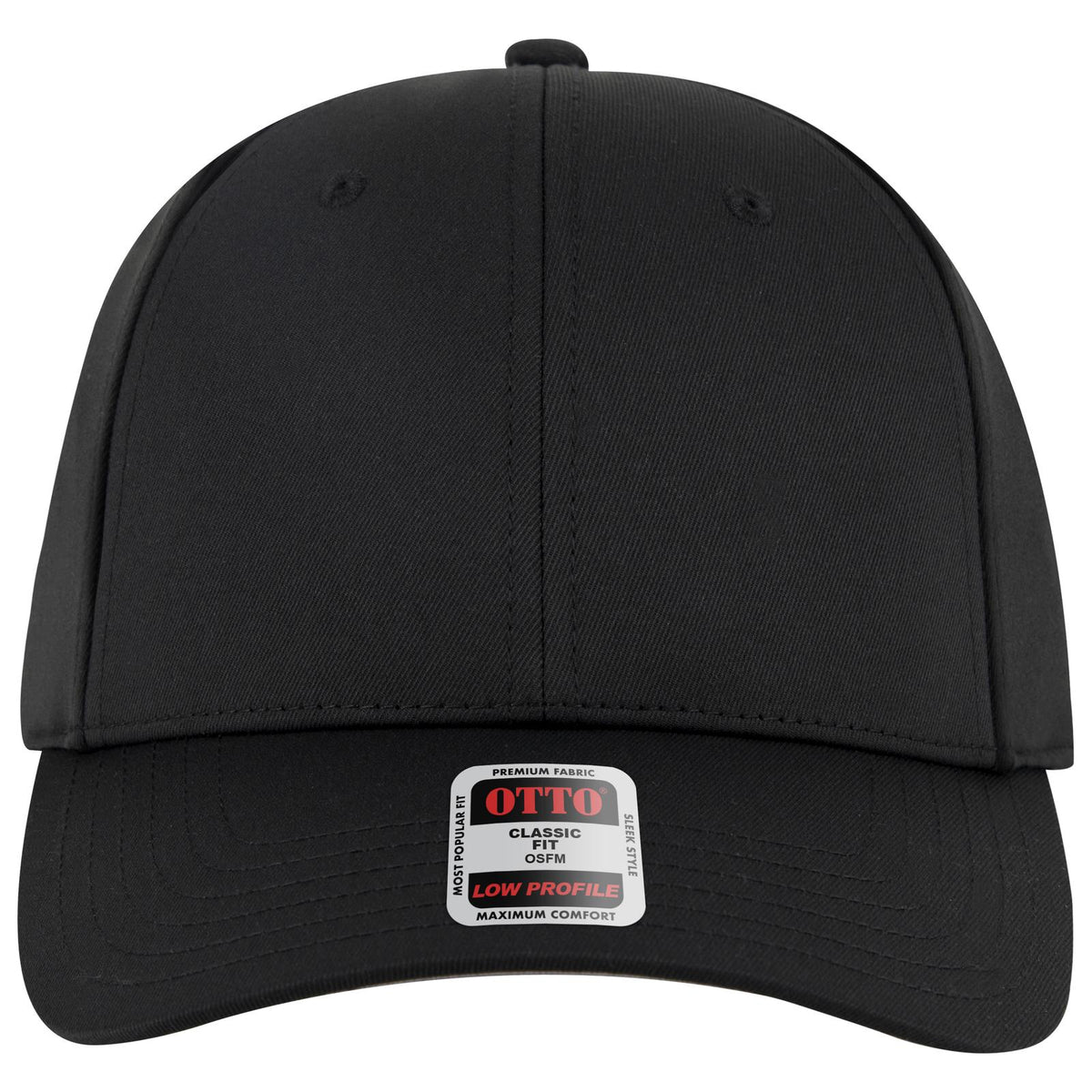 Front View of 003 - Black OTTO CAP 6 Panel Low Profile Baseball Cap