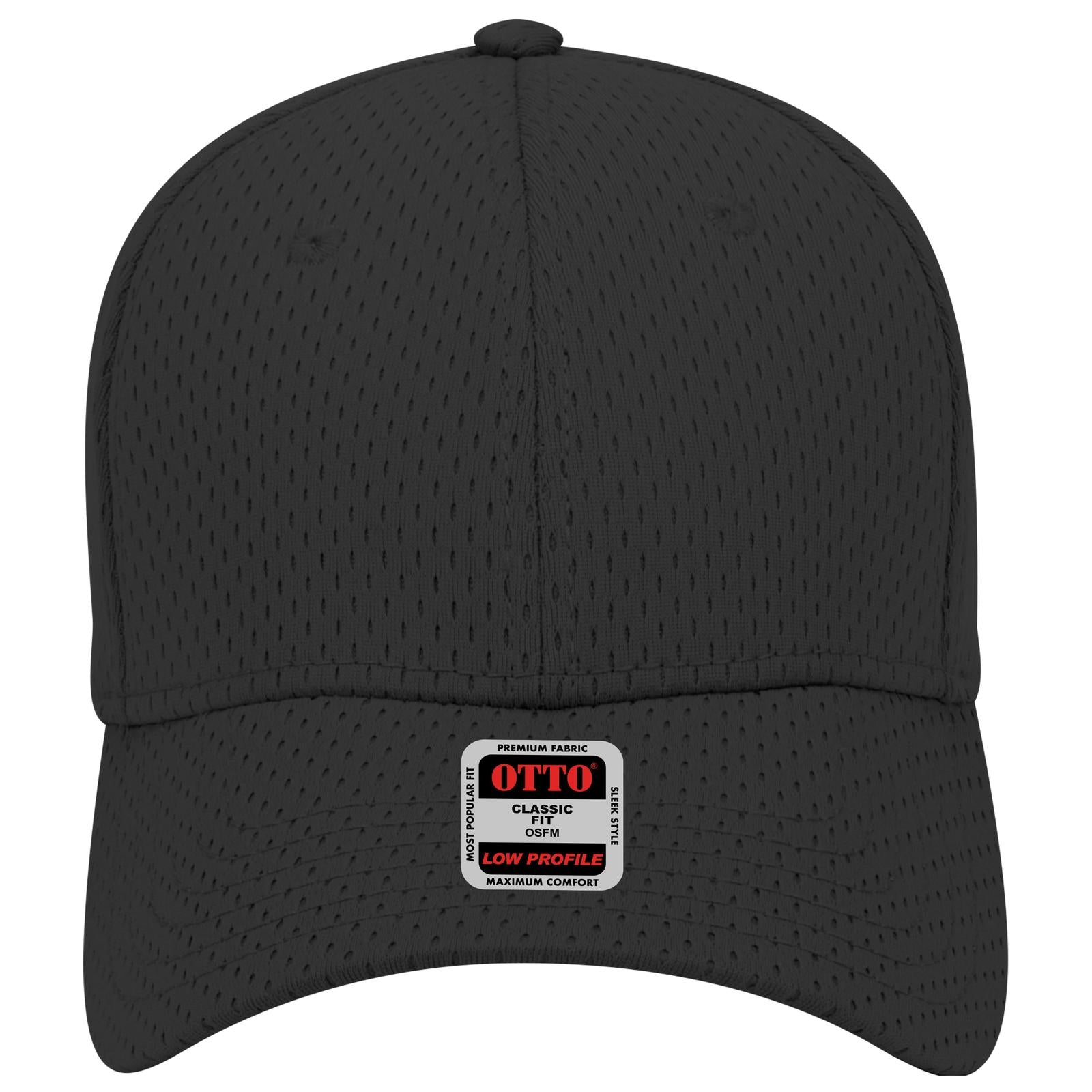 Front View of 003 - Black OTTO CAP 6 Panel Low Profile Baseball Cap