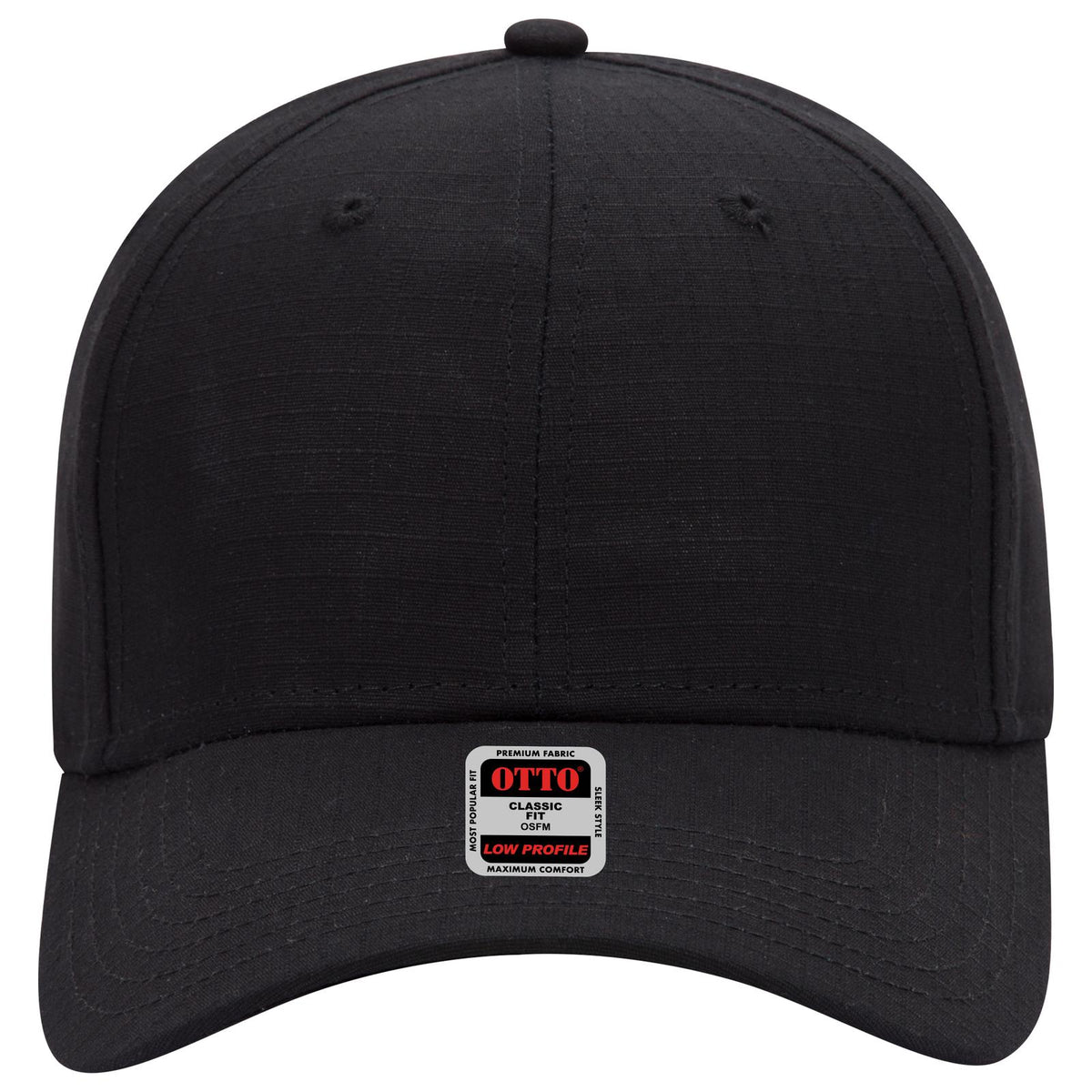 Front View of 003 - Black OTTO CAP 6 Panel Low Profile Baseball Cap