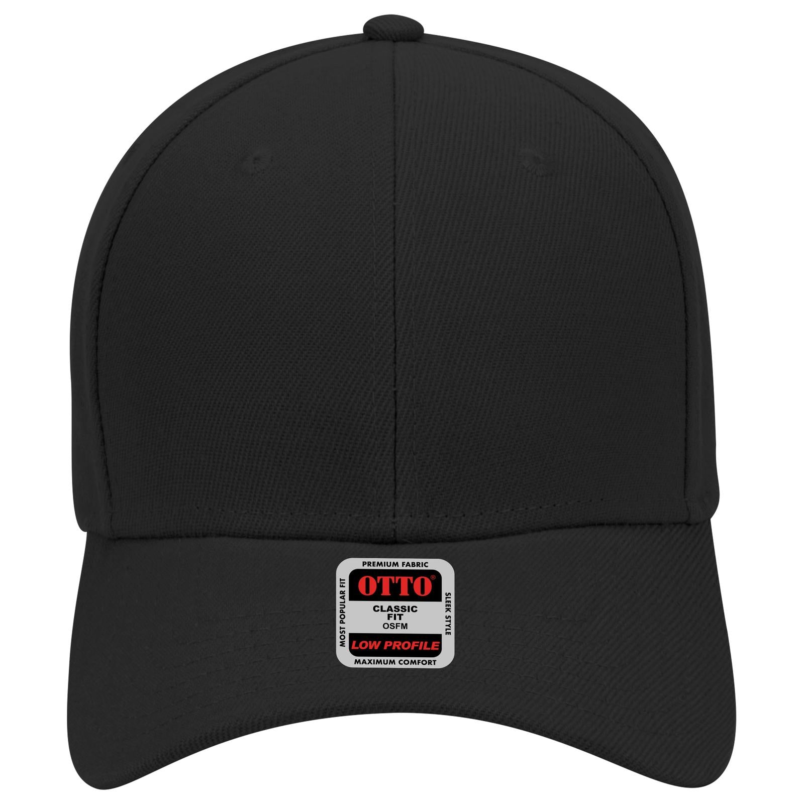 Front View of 003 - Black OTTO CAP 6 Panel Low Profile Baseball Cap