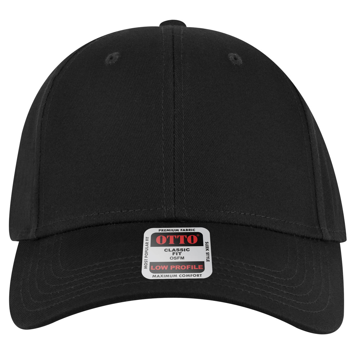 Front View of 003 - Black OTTO CAP 6 Panel Low Profile Baseball Cap