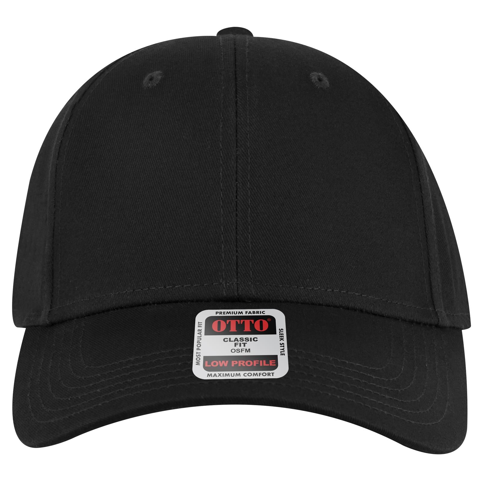 Front View of 003 - Black OTTO CAP 6 Panel Low Profile Baseball Cap