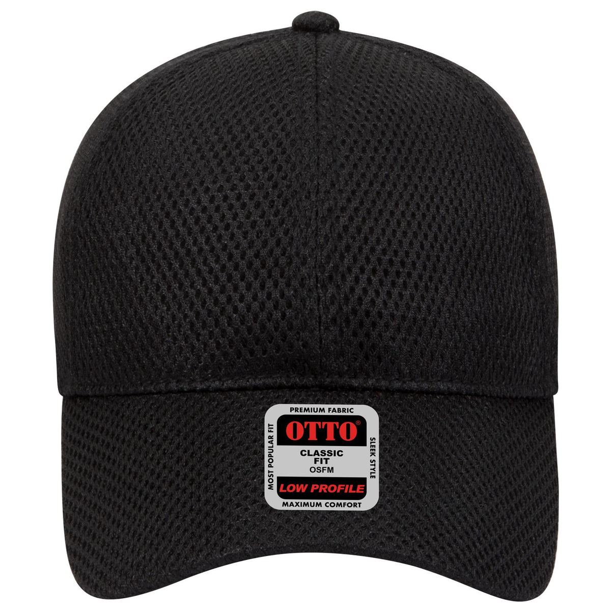 Front View of 003 - Black OTTO CAP 6 Panel Low Profile Baseball Cap