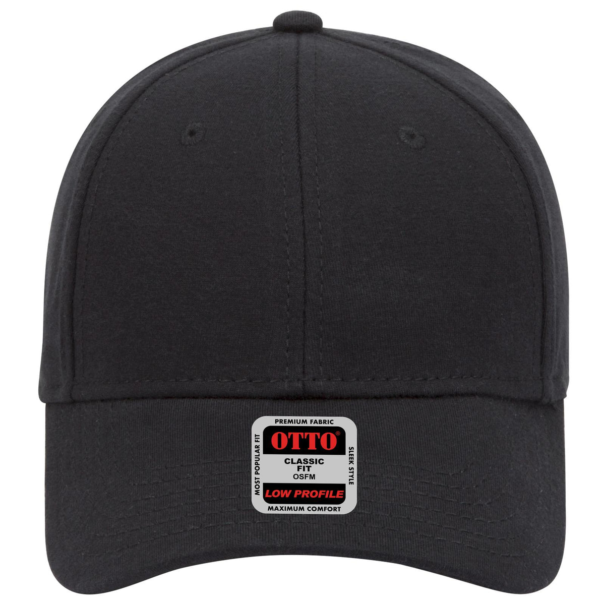 Front View of 003 - Black OTTO CAP 6 Panel Low Profile Baseball Cap
