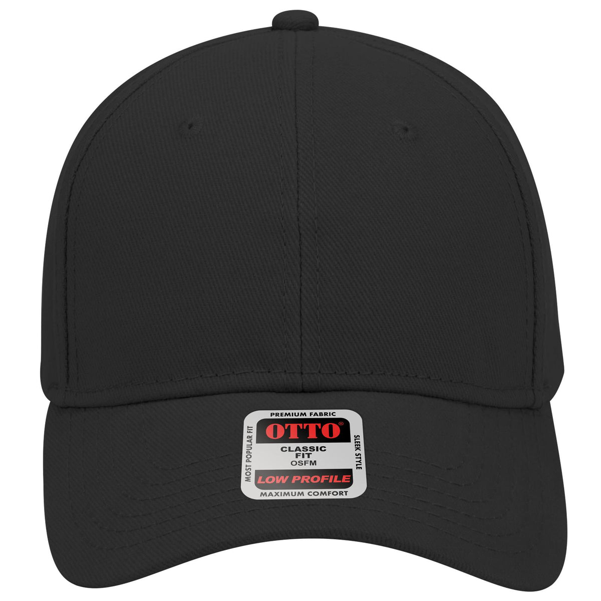 Front View of 003 - Black OTTO CAP 6 Panel Low Profile Baseball Cap