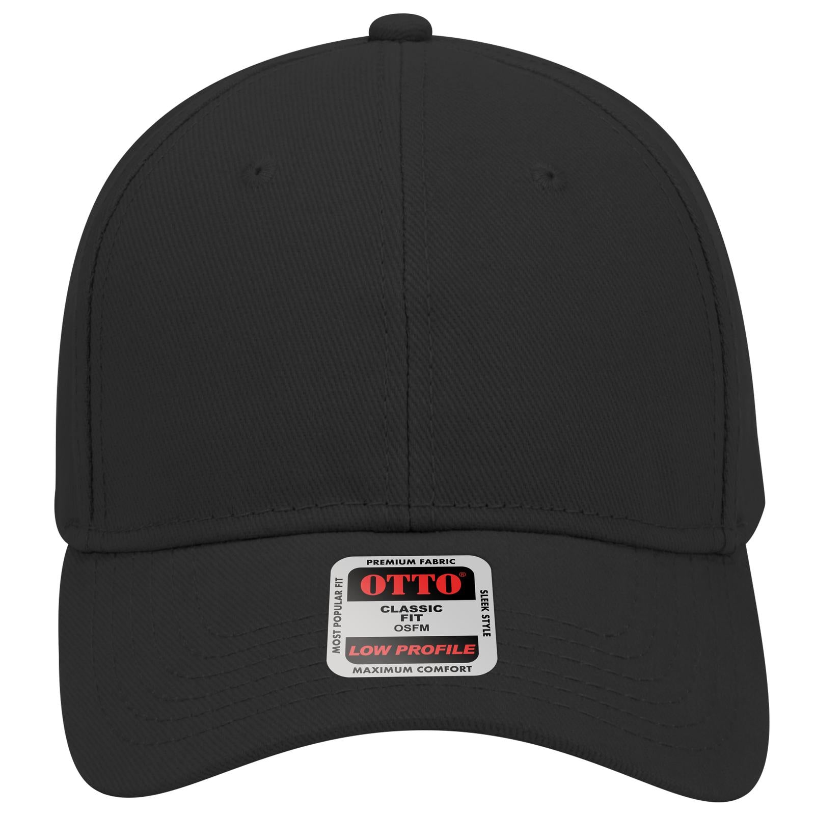 Right View of 003 - Black OTTO CAP 6 Panel Low Profile Baseball Cap
