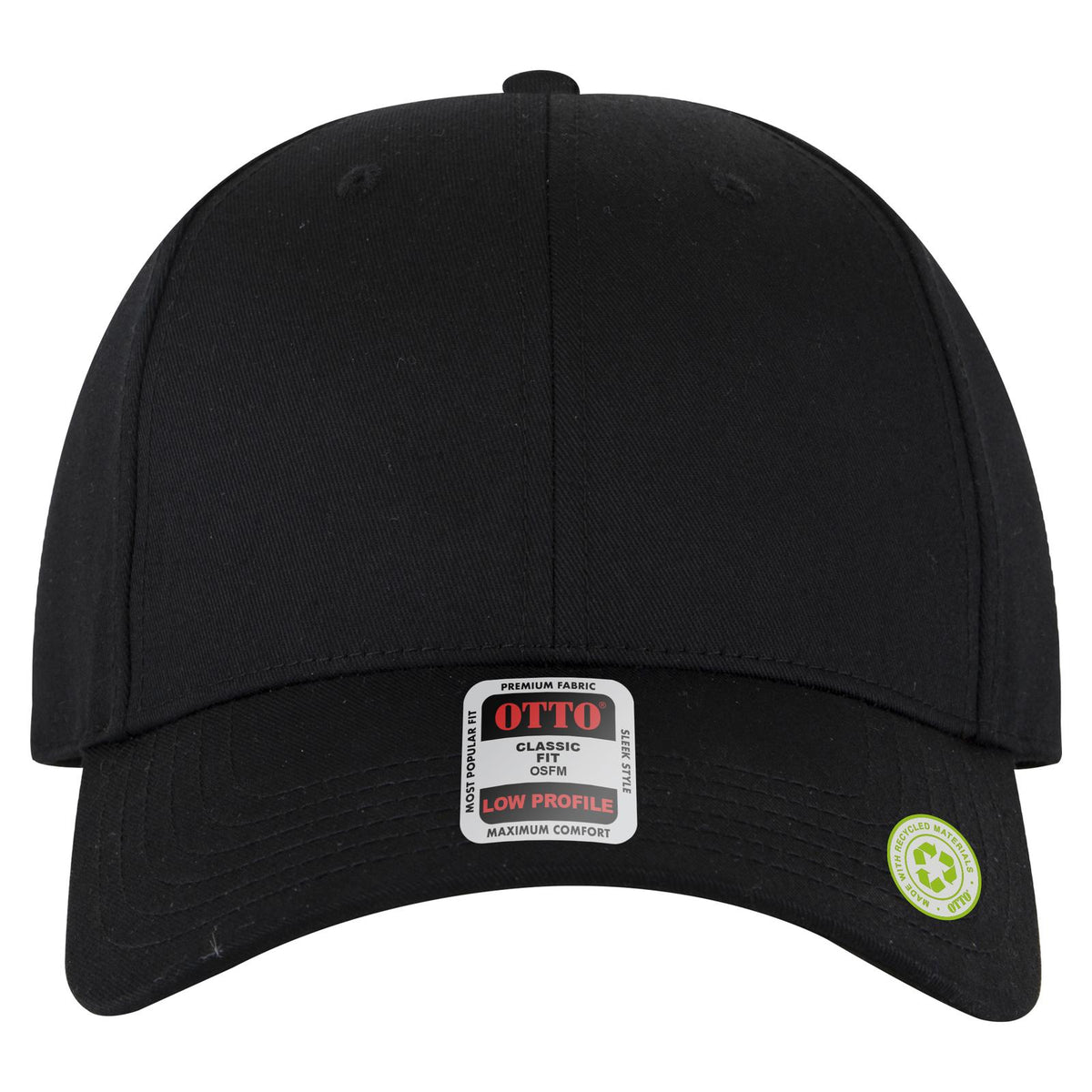 Front View of 003 - Black OTTO CAP 6 Panel Low Profile Baseball Cap