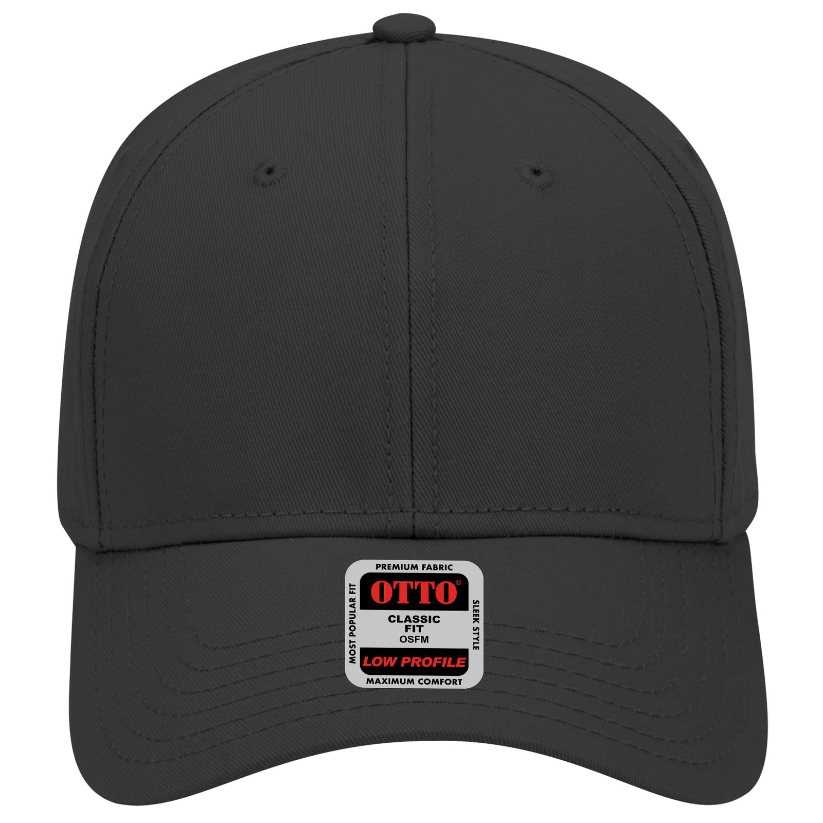 Right View of 003 - Black OTTO CAP 6 Panel Low Profile Baseball Cap