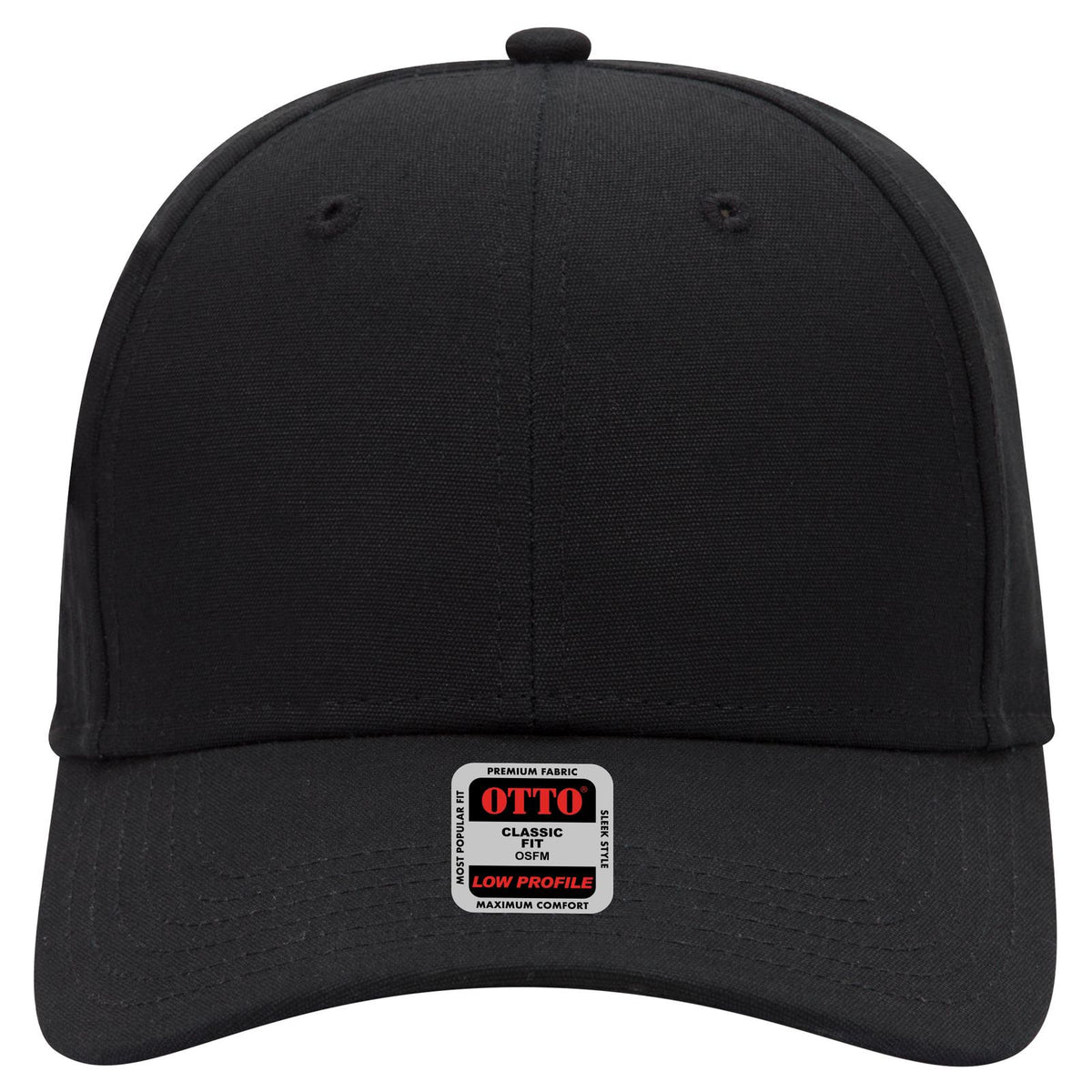 Front View of 003 - Black OTTO CAP 6 Panel Low Profile Baseball Cap