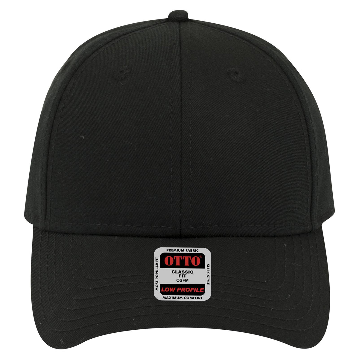 Front View of 003 - Black OTTO CAP 6 Panel Low Profile Baseball Cap