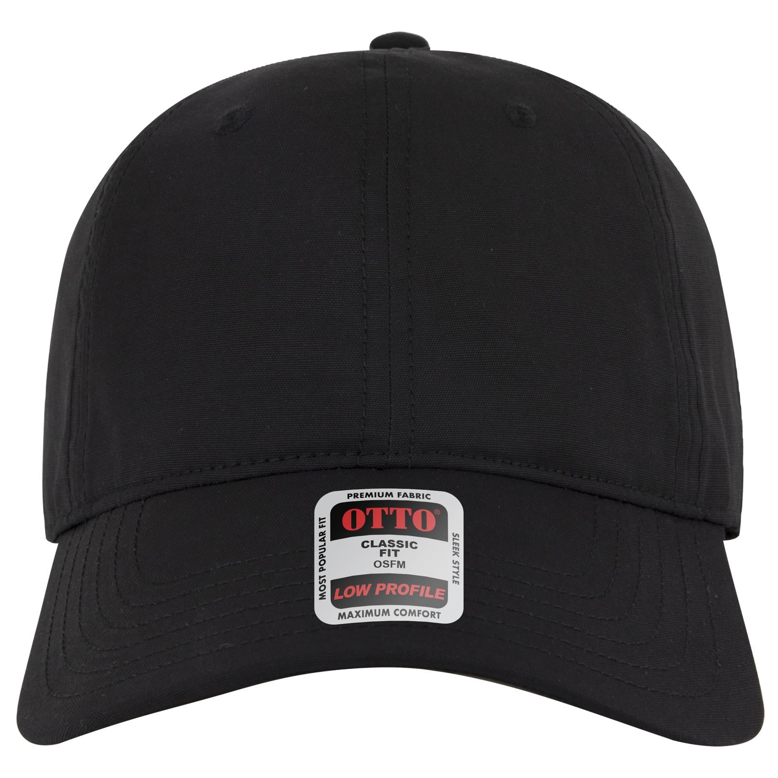Front View of 003 - Black OTTO CAP 6 Panel Low Profile Baseball Cap