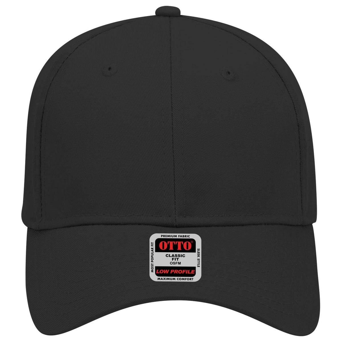 Front View of 003 - Black OTTO CAP 6 Panel Low Profile Baseball Cap