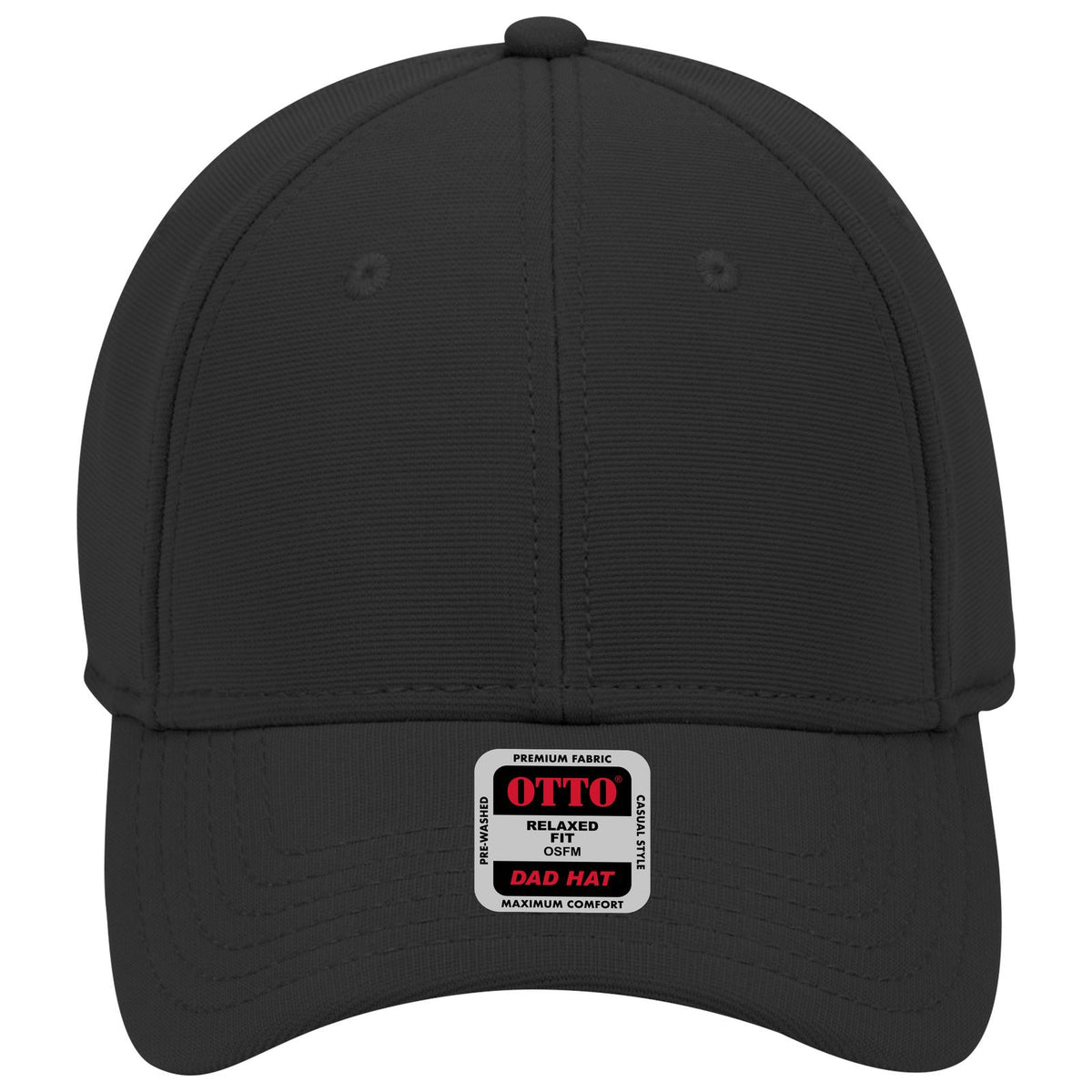 Front View of 003 - Black OTTO CAP 6 Panel Low Profile Baseball Cap