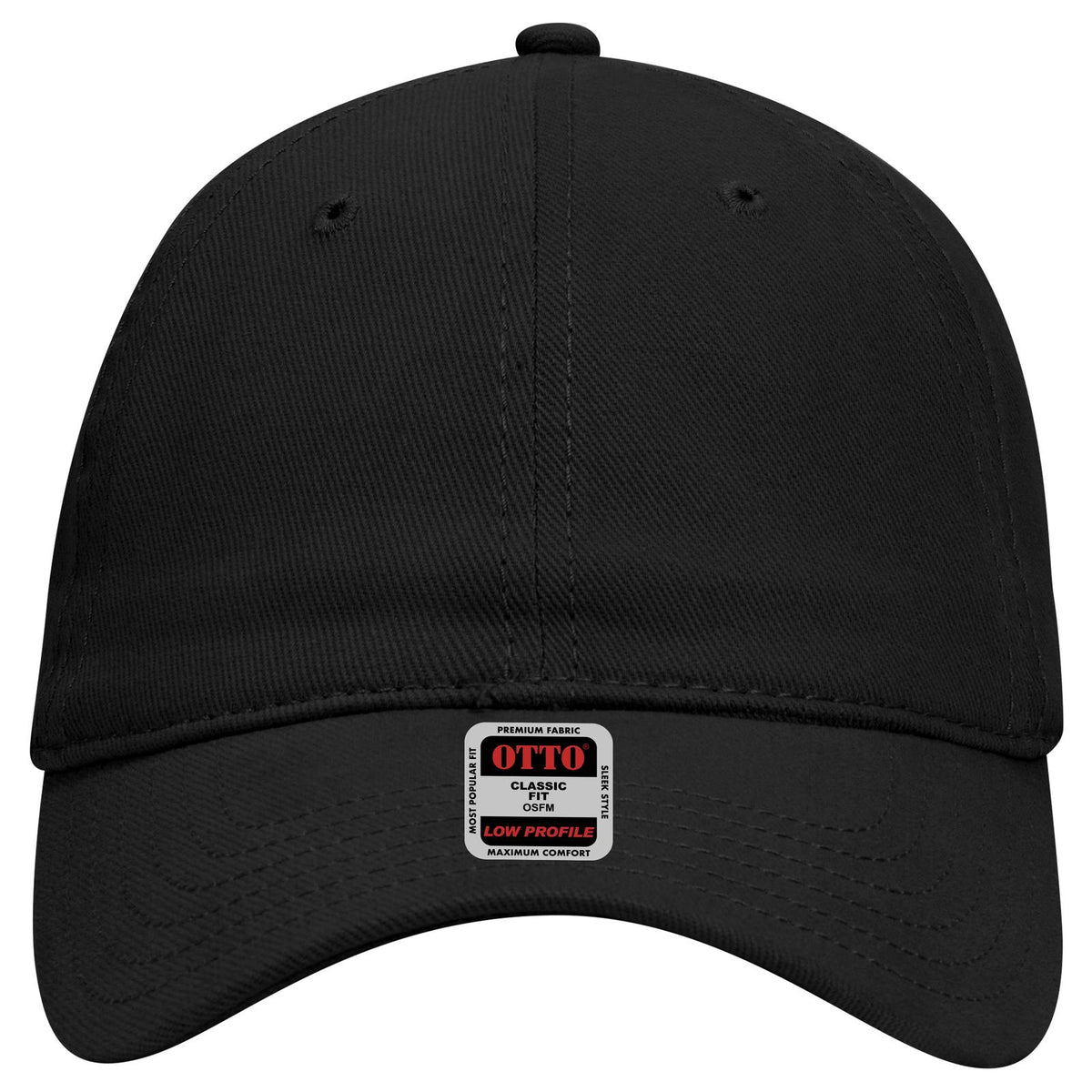Front View of 003 - Black OTTO CAP 6 Panel Low Profile Baseball Cap