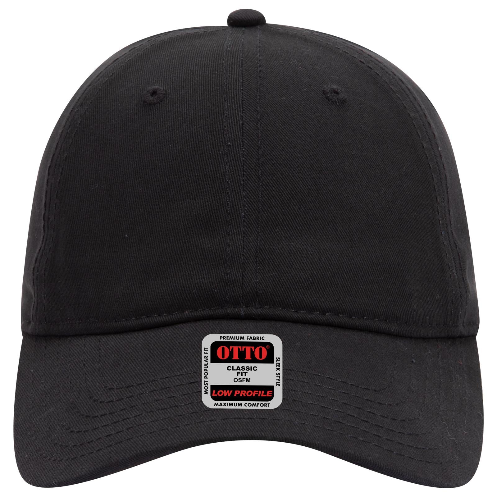 Right View of 003 - Black OTTO CAP 6 Panel Low Profile Baseball Cap