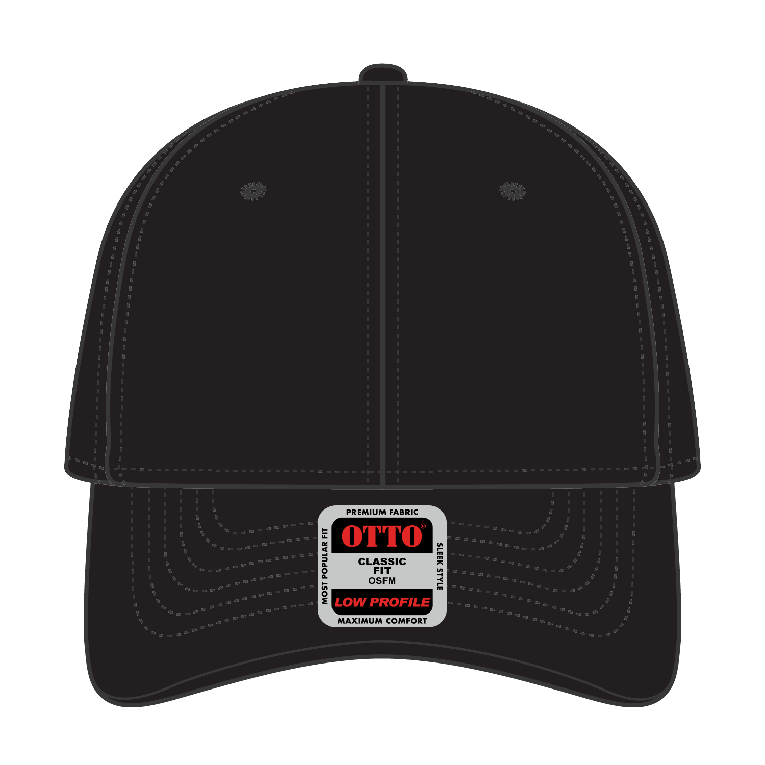 Front View of 003 - Black OTTO CAP 6 Panel Low Profile Baseball Cap