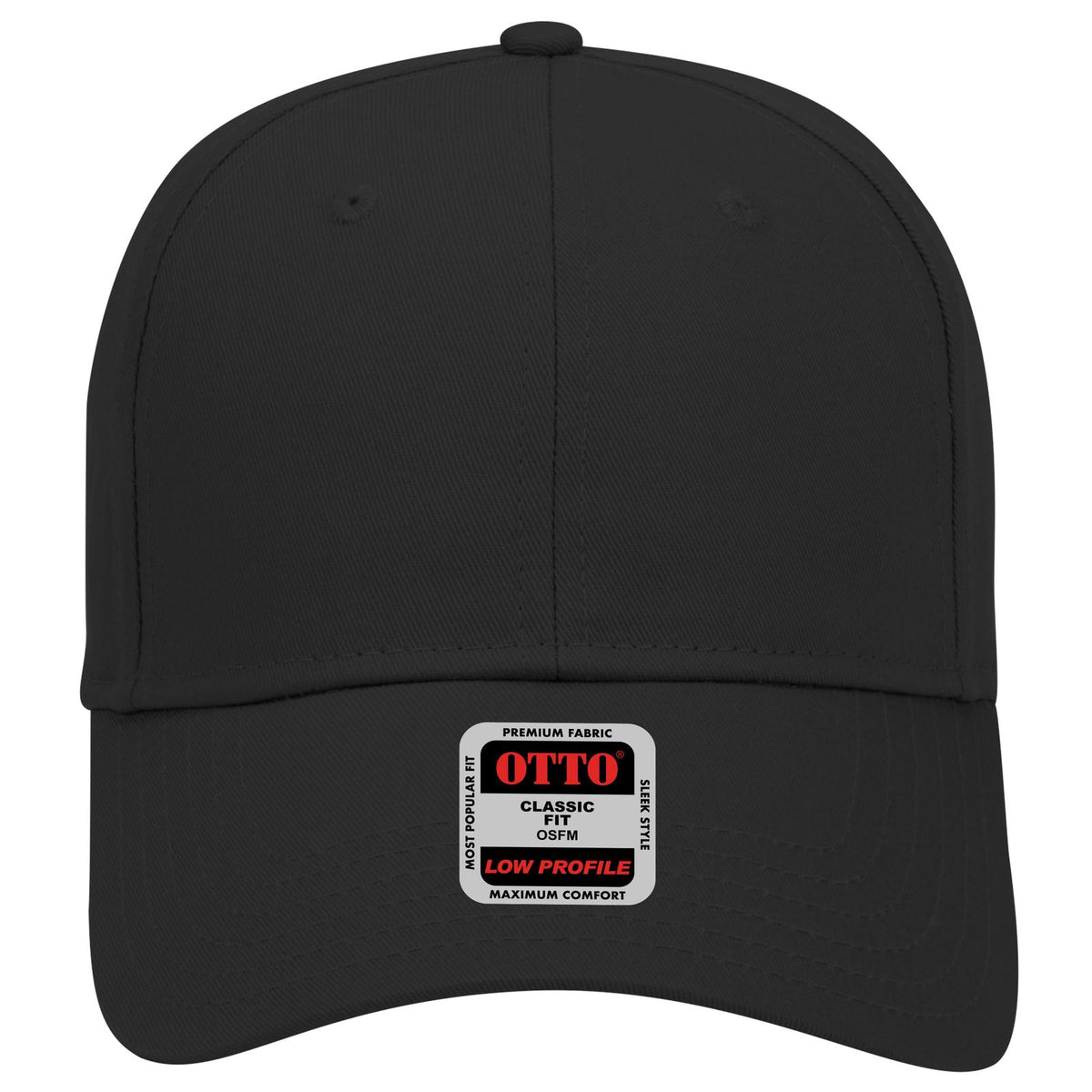 Front View of 003 - Black OTTO CAP 6 Panel Low Profile Baseball Cap