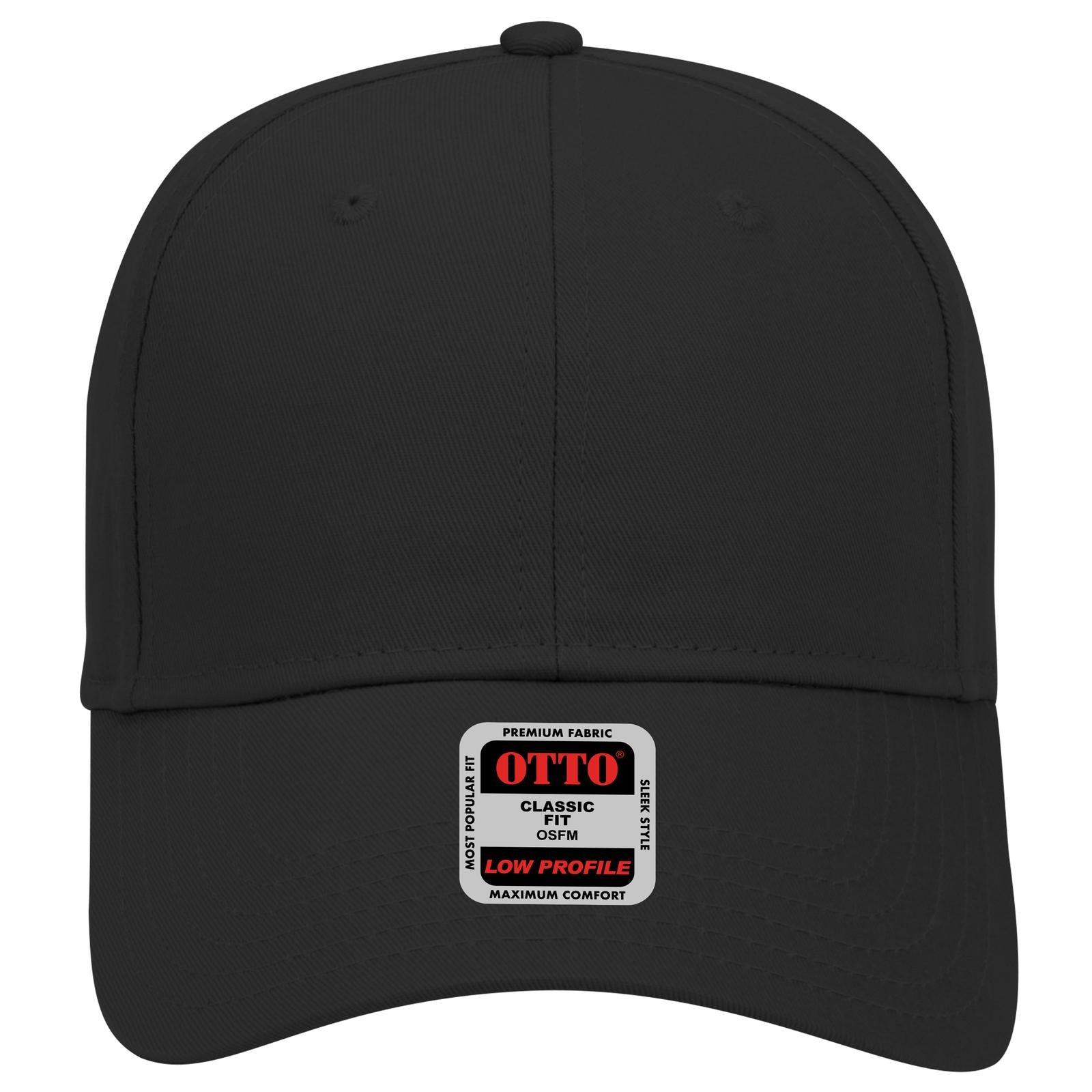 Right View of 003 - Black OTTO CAP 6 Panel Low Profile Baseball Cap