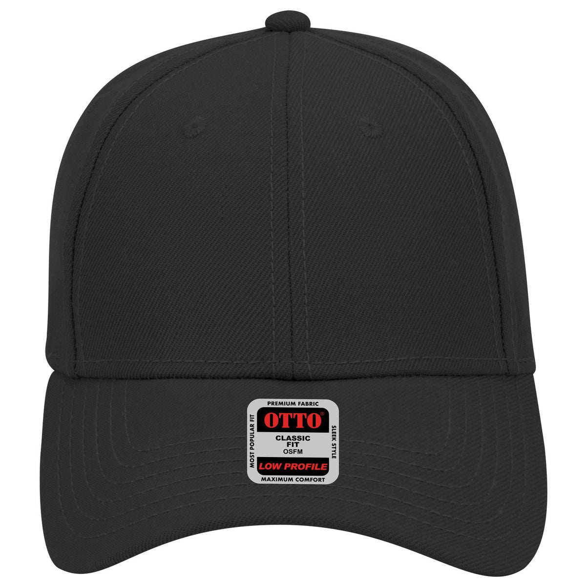 Front View of 003 - Black OTTO CAP 6 Panel Low Profile Baseball Cap