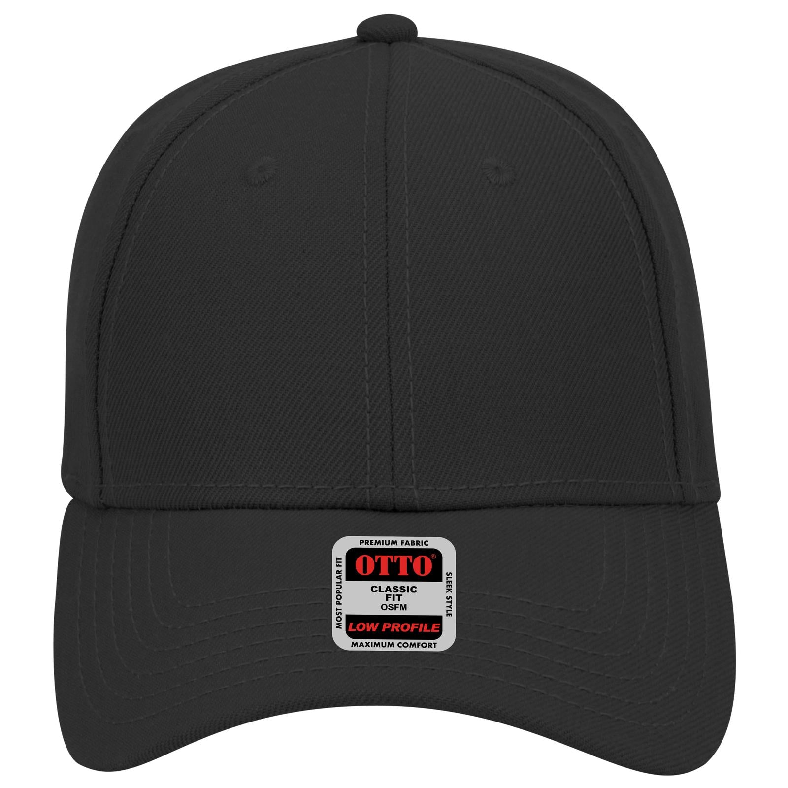 Front View of 003 - Black OTTO CAP 6 Panel Low Profile Baseball Cap