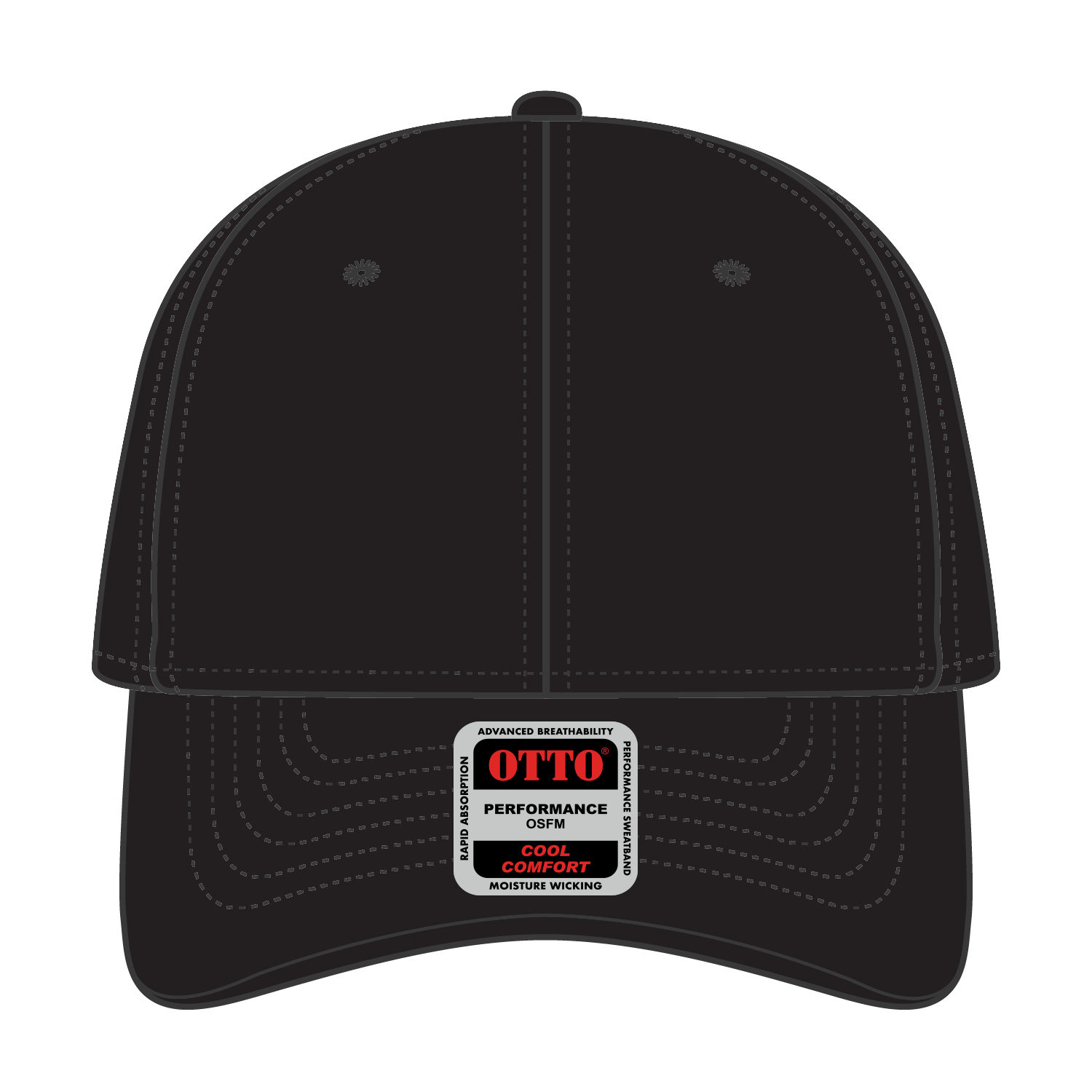 Front View of 003 - Black OTTO CAP 6 Panel Low Profile Baseball Cap