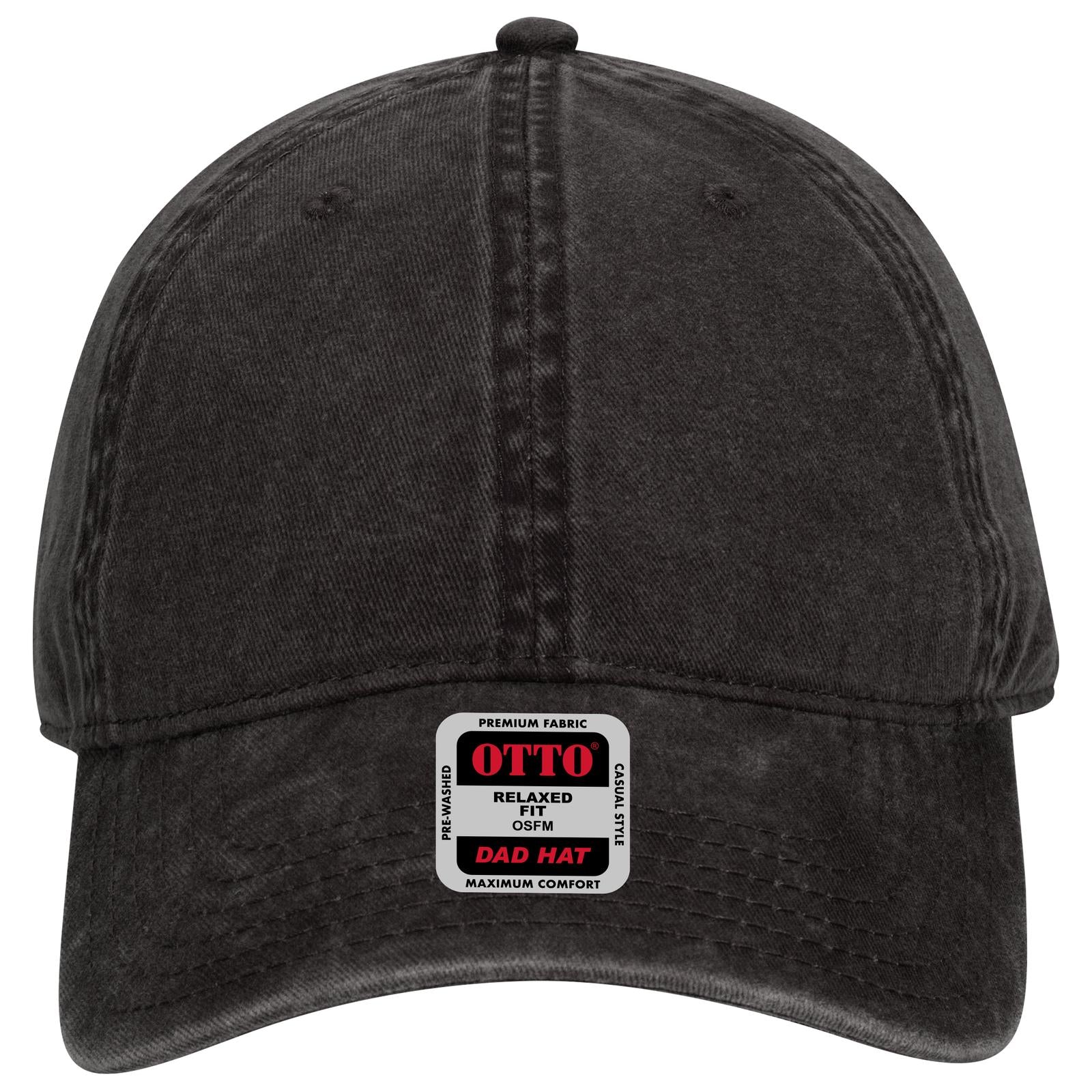 Right View of 003 - Black OTTO CAP 6 Panel Low Profile Dad Hat