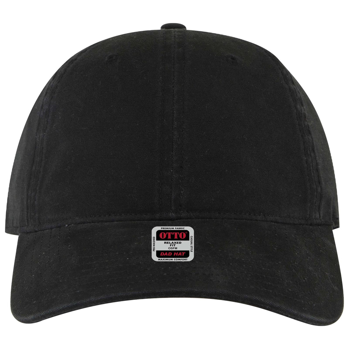 Front View of 003 - Black OTTO CAP 6 Panel Low Profile Dad Hat