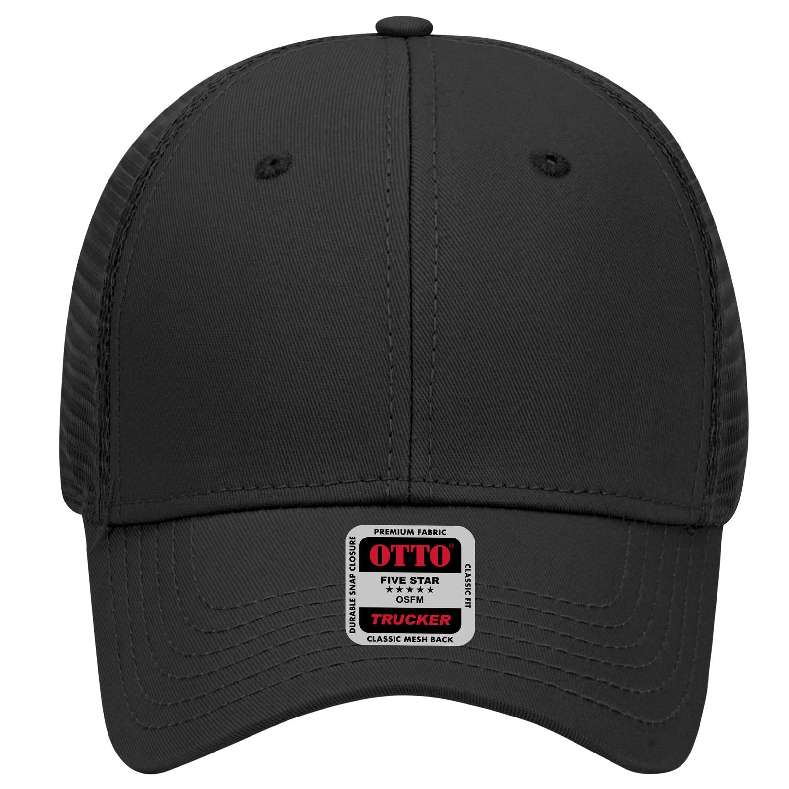 Right View of 003 - Black OTTO CAP 6 Panel Low Profile Mesh Back Trucker Hat