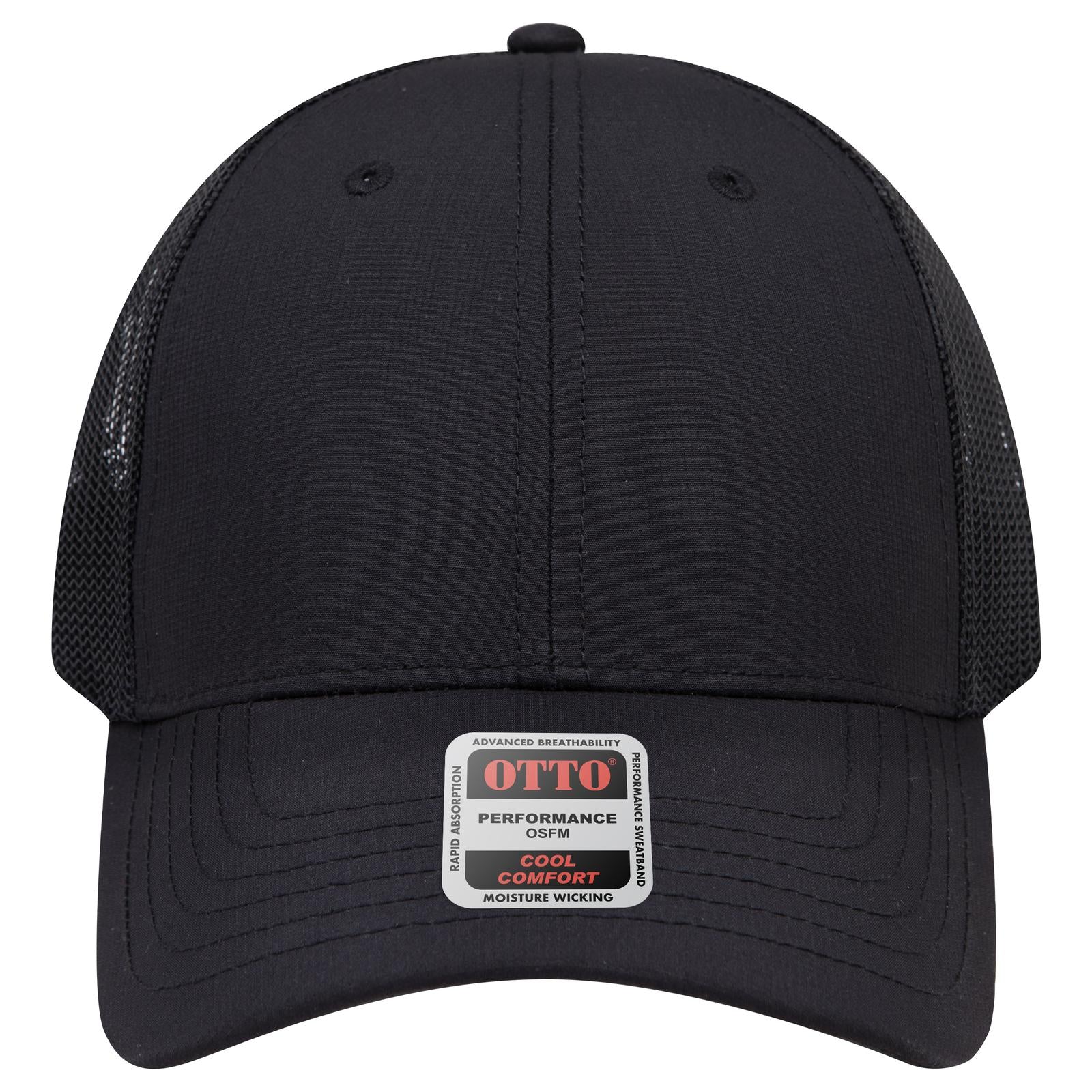 Right View of 003 - Black OTTO CAP 6 Panel Low Profile Mesh Back Trucker Hat