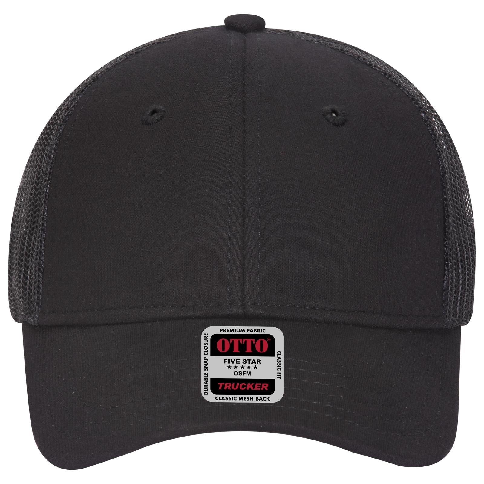 Right View of 003 - Black OTTO CAP 6 Panel Low Profile Mesh Back Trucker Hat