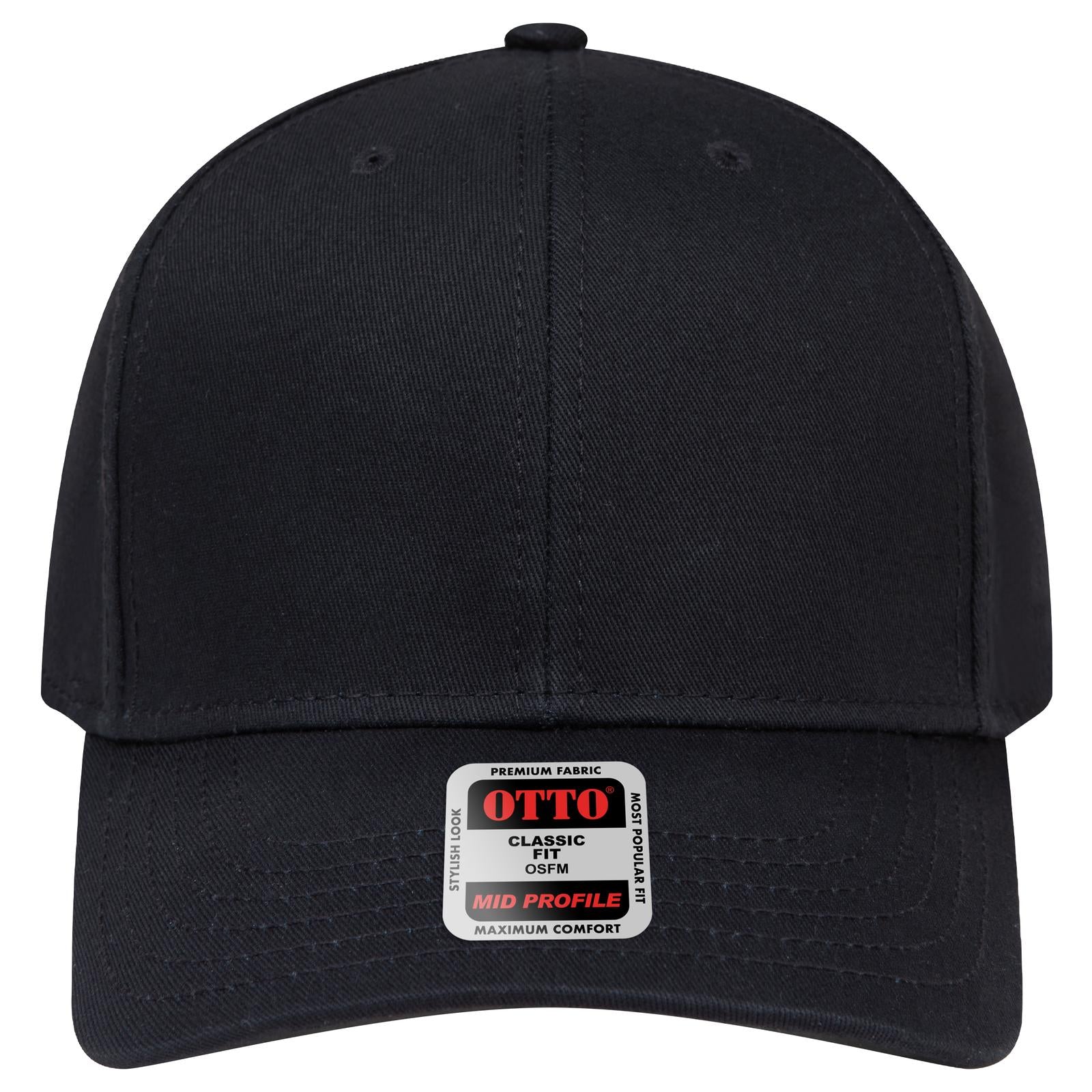 Right View of 003 - Black OTTO CAP 6 Panel Mid Profile Baseball Cap