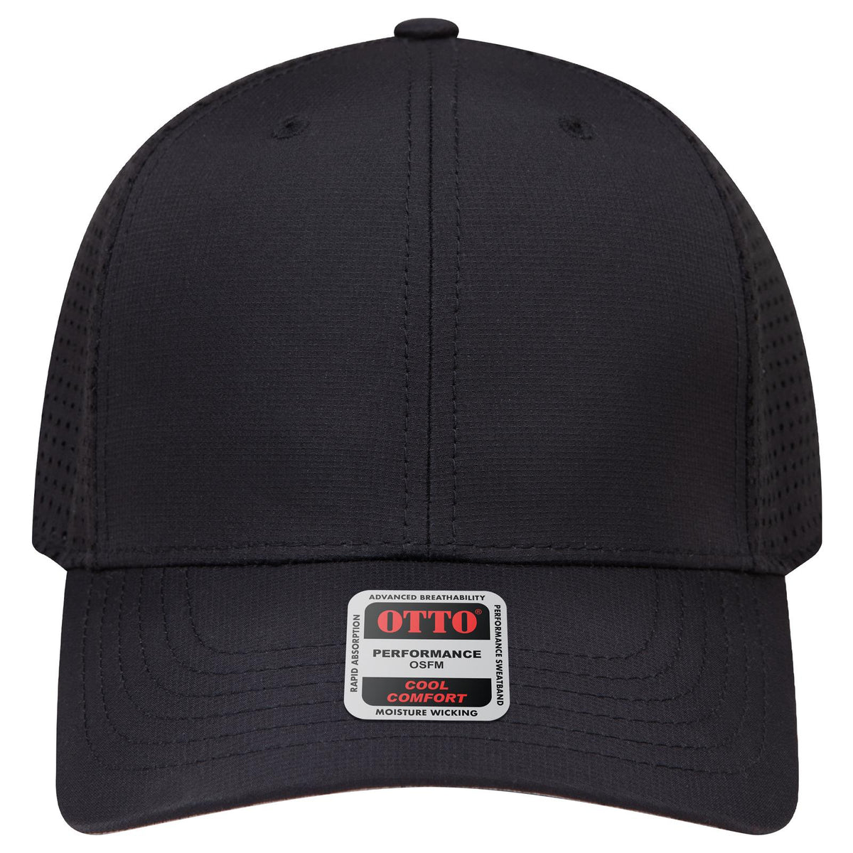 Front View of 003 - Black OTTO CAP 6 Panel Mid Profile Baseball Cap