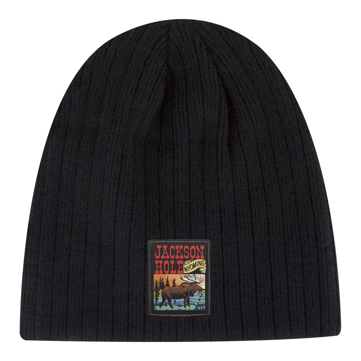 Front View of 003 - Black OTTO CAP 8" Classic Fine Knit Beanie