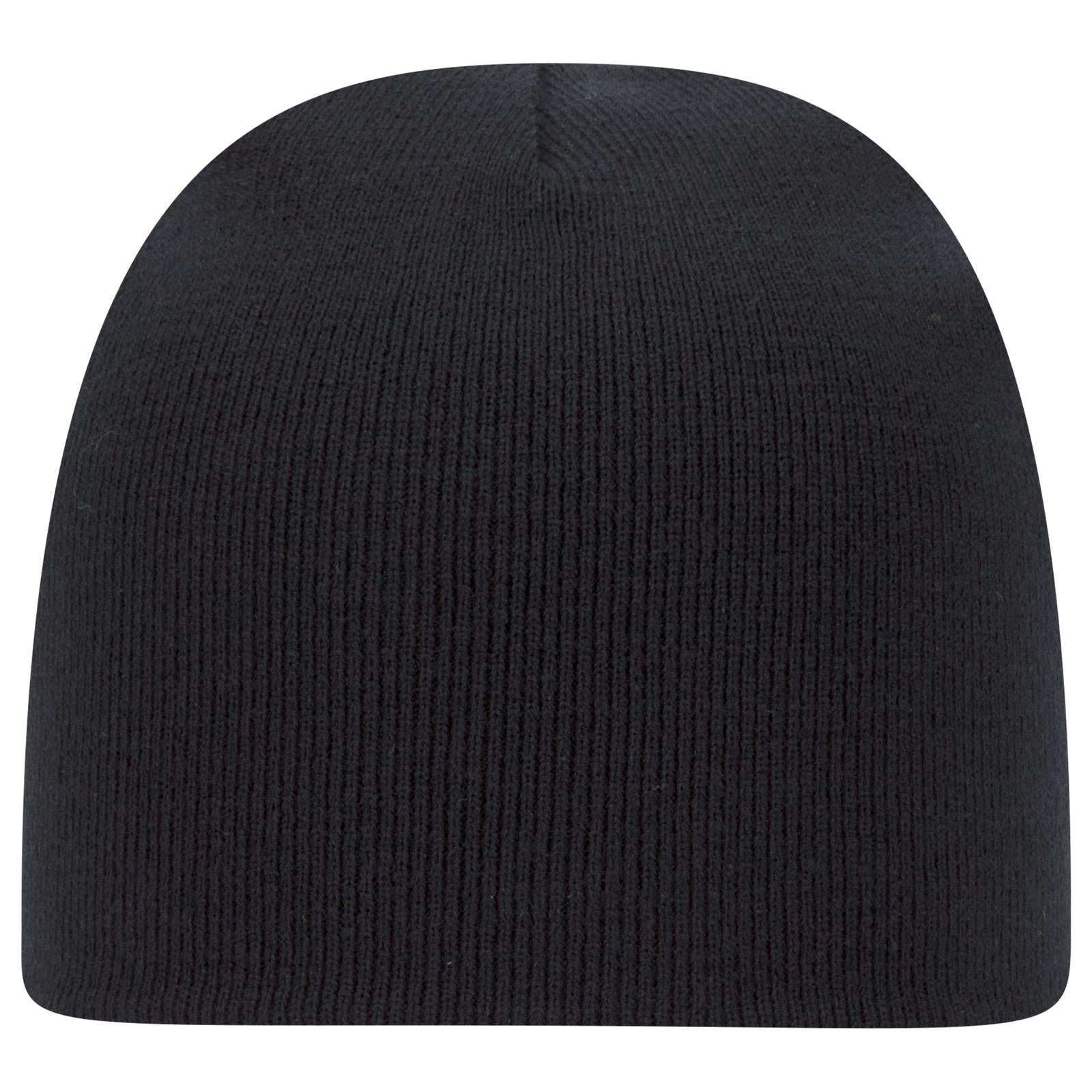 Front View of 003 - Black OTTO CAP 8" Classic Knit Beanie