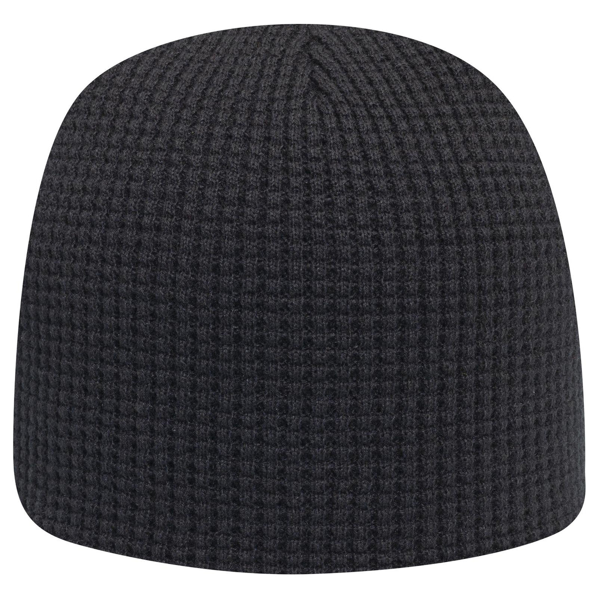 Front View of 003 - Black OTTO CAP 8" Waffle Rib Knit Beanie