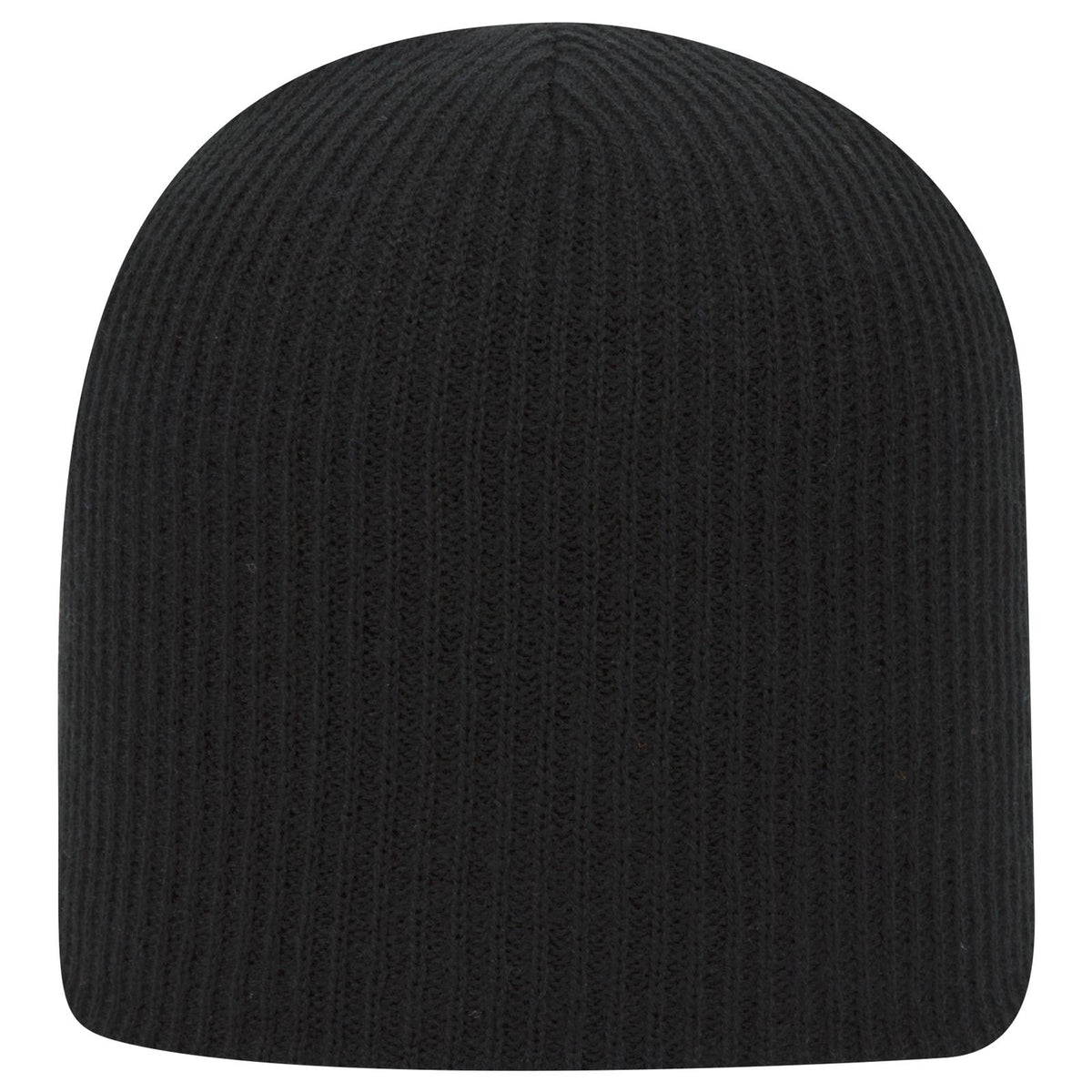 Front View of 003 - Black OTTO CAP 9 1/2" Premium Rib Knit Beanie