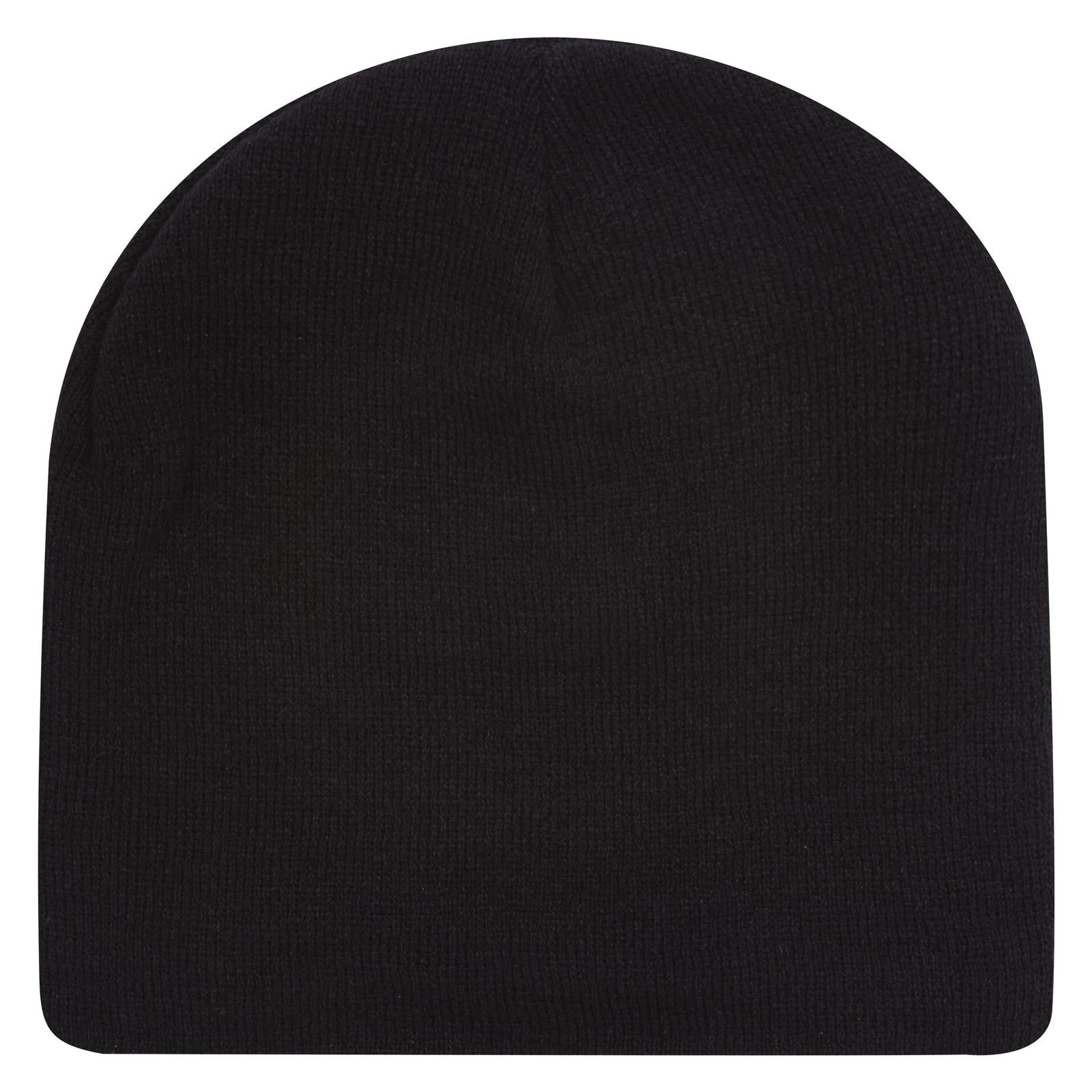 Front View of 003 - Black OTTO CAP 9" Classic Knit Beanie w/ Inside Fleece Lining