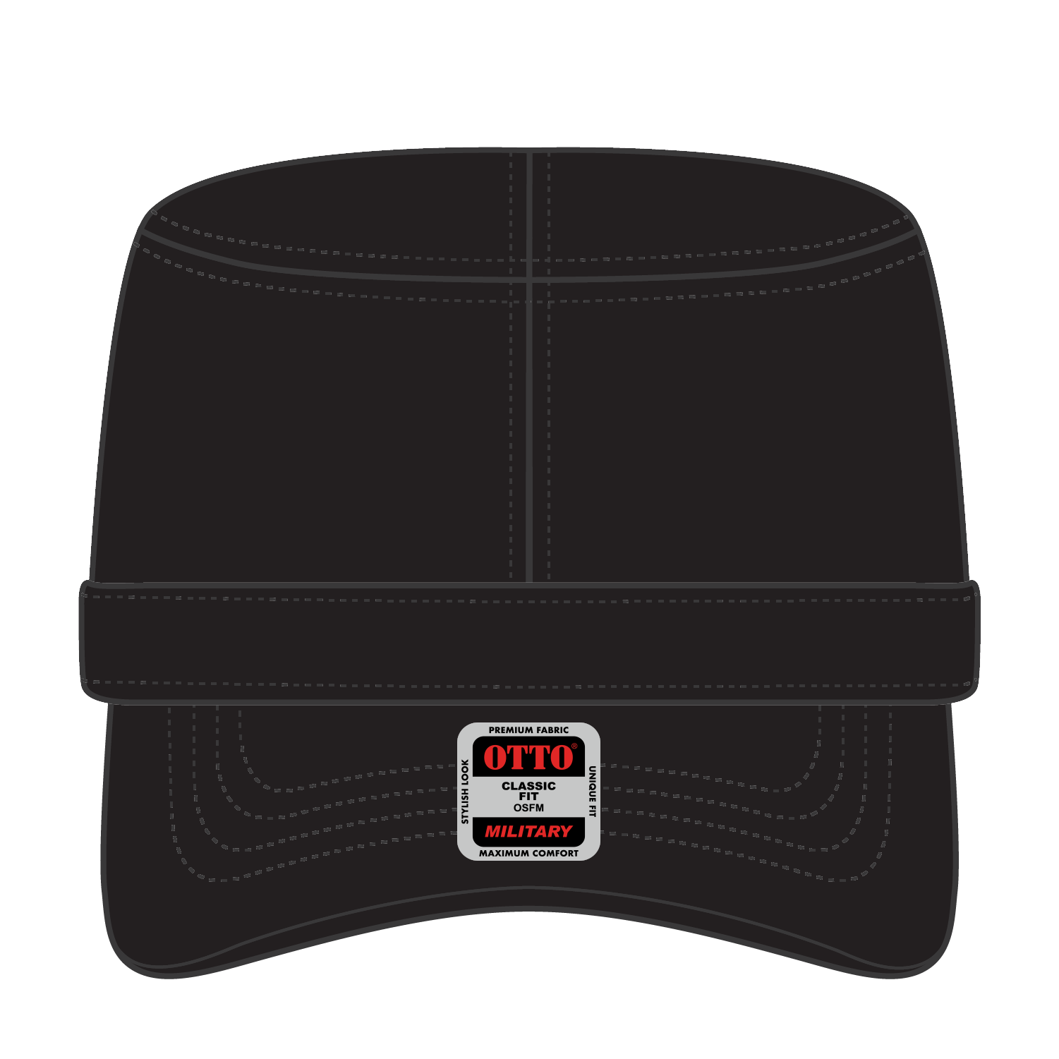 Front View of 003 - Black OTTO CAP Military Hat