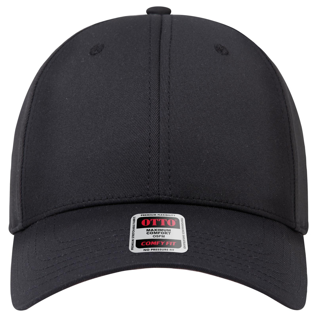 Front View of 003 - Black OTTO CAP "OTTO COMFY FIT" 6 Panel Low Profile Baseball Cap