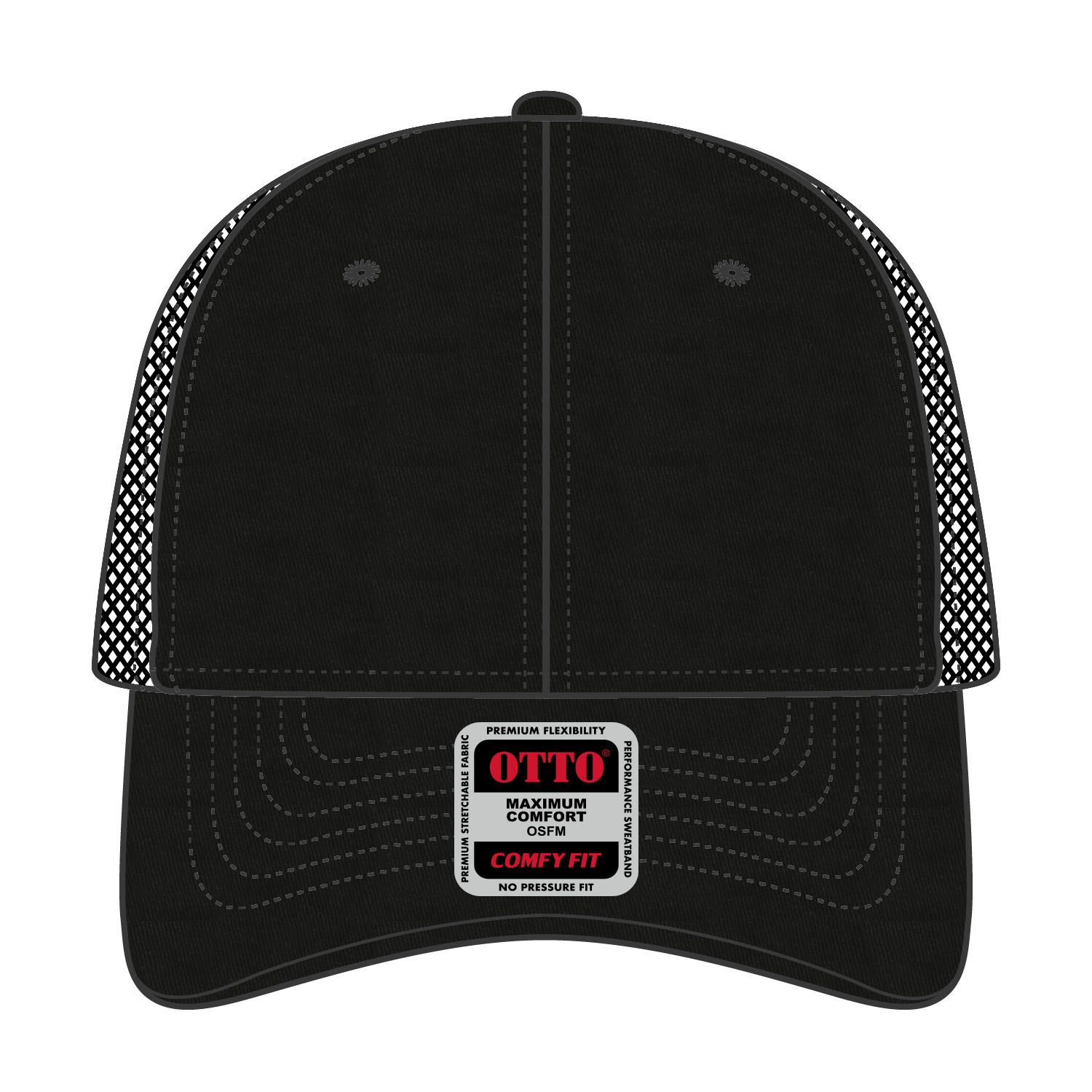 Front View of 003 - Black OTTO CAP "OTTO COMFY FIT" 6 Panel Low Profile Baseball Cap