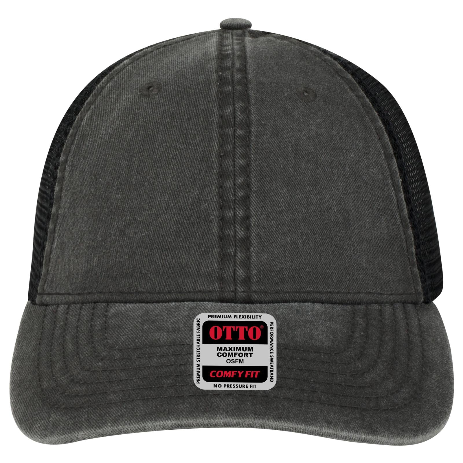 Right View of 003 - Black OTTO CAP "OTTO COMFY FIT" 6 Panel Low Profile Mesh Back Trucker Hat