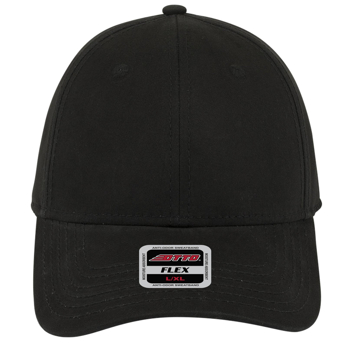 Front View of 003 - Black OTTO CAP "OTTO FLEX" Fitted 6 Panel Low Profile Baseball Cap