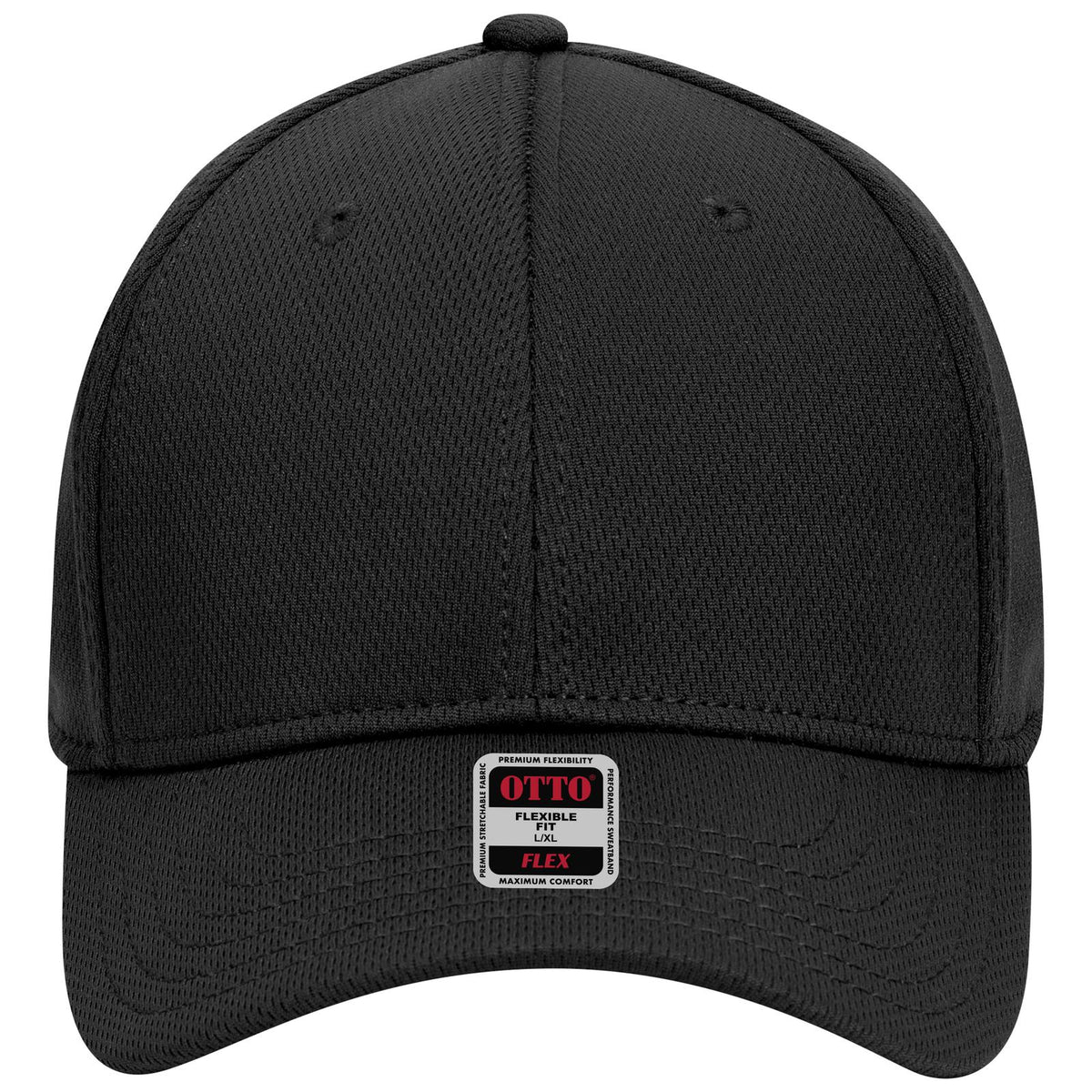 Front View of 003 - Black OTTO CAP "OTTO FLEX" Fitted 6 Panel Low Profile Baseball Cap